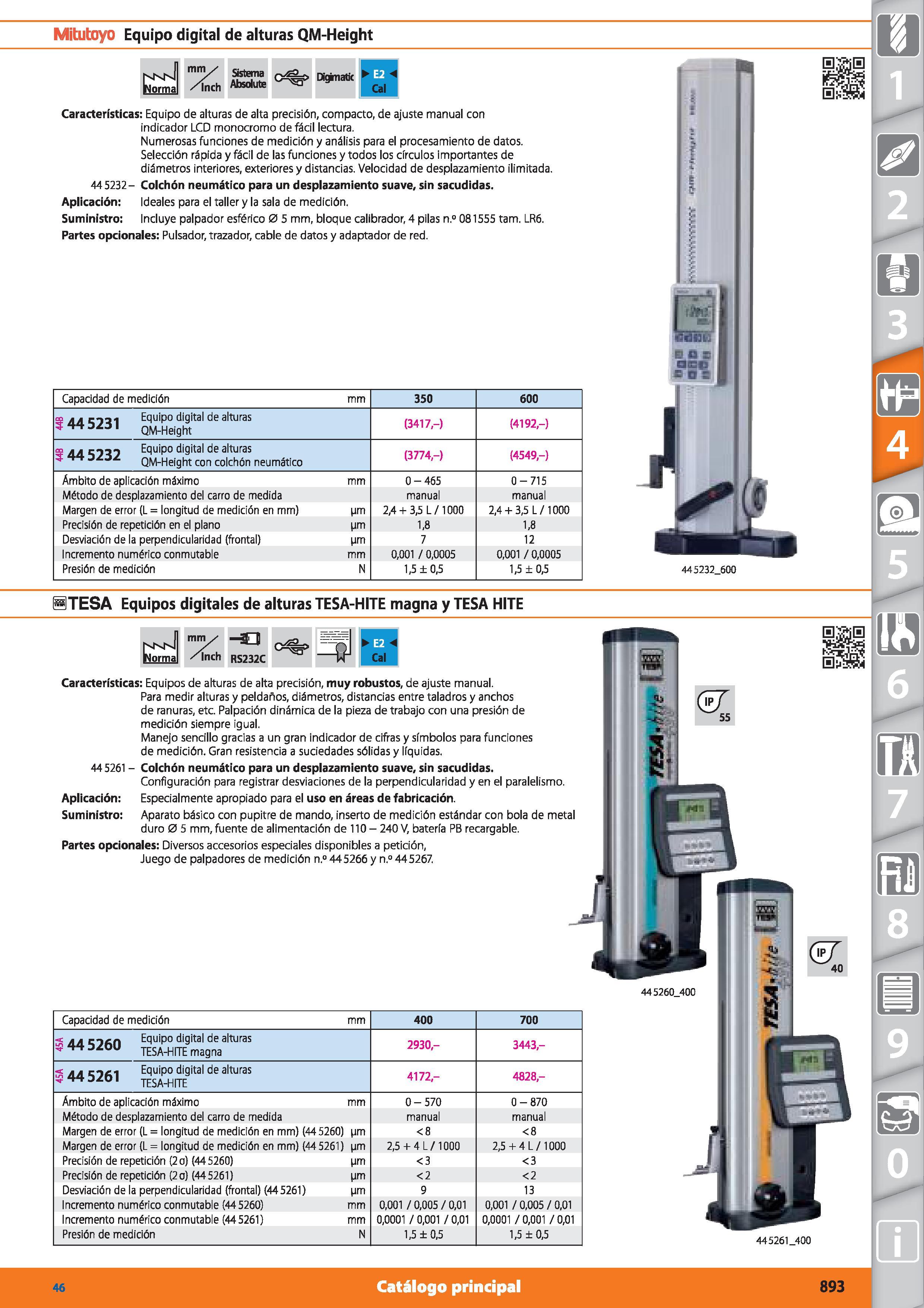 893 Mitutoyo Equipo digital de alturas QM-Height M mm✓ /ínch Sistema Absolute Digknatic Características: Equipo de alturas de alta precisión, compact Каталог HOFFMANN GROUP 2015 Инструмент режущий слесарный измерительный абразивный Оборудование Комплексные поставки для промышленных предприятий Стр. 893 SPA