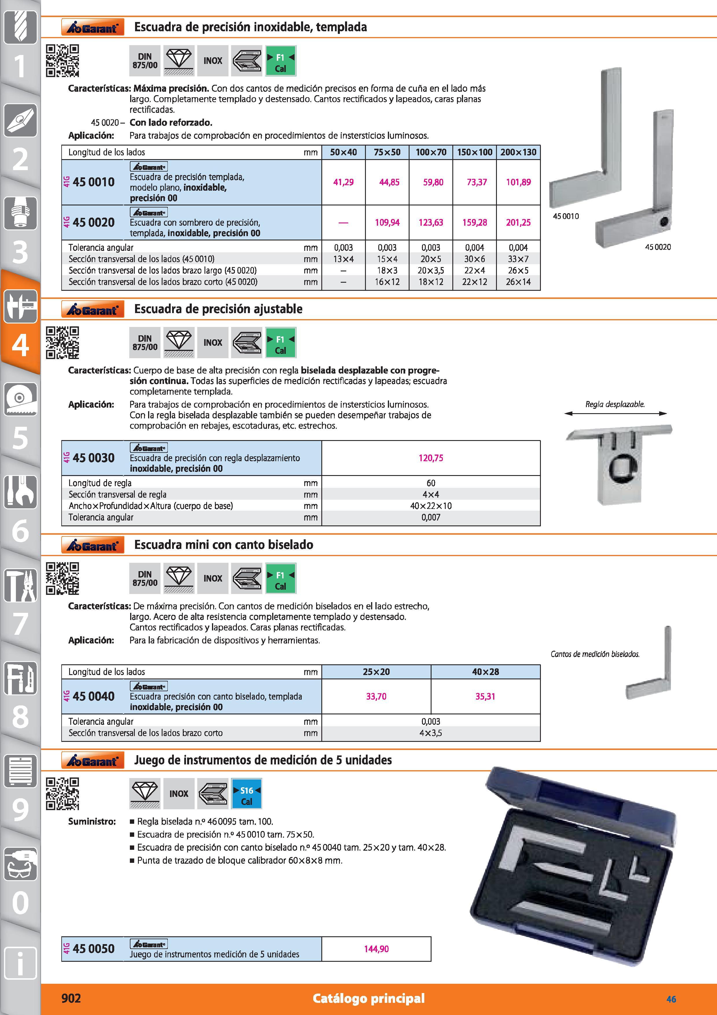 902 II Garant Escuadra de precisión inoxidable, templada DIN 875/00 INOX Características: Máxima precisión Con dos cantos de medición precisos en for Каталог HOFFMANN GROUP 2015 Инструмент режущий слесарный измерительный абразивный Оборудование Комплексные поставки для промышленных предприятий Стр. 902 SPA
