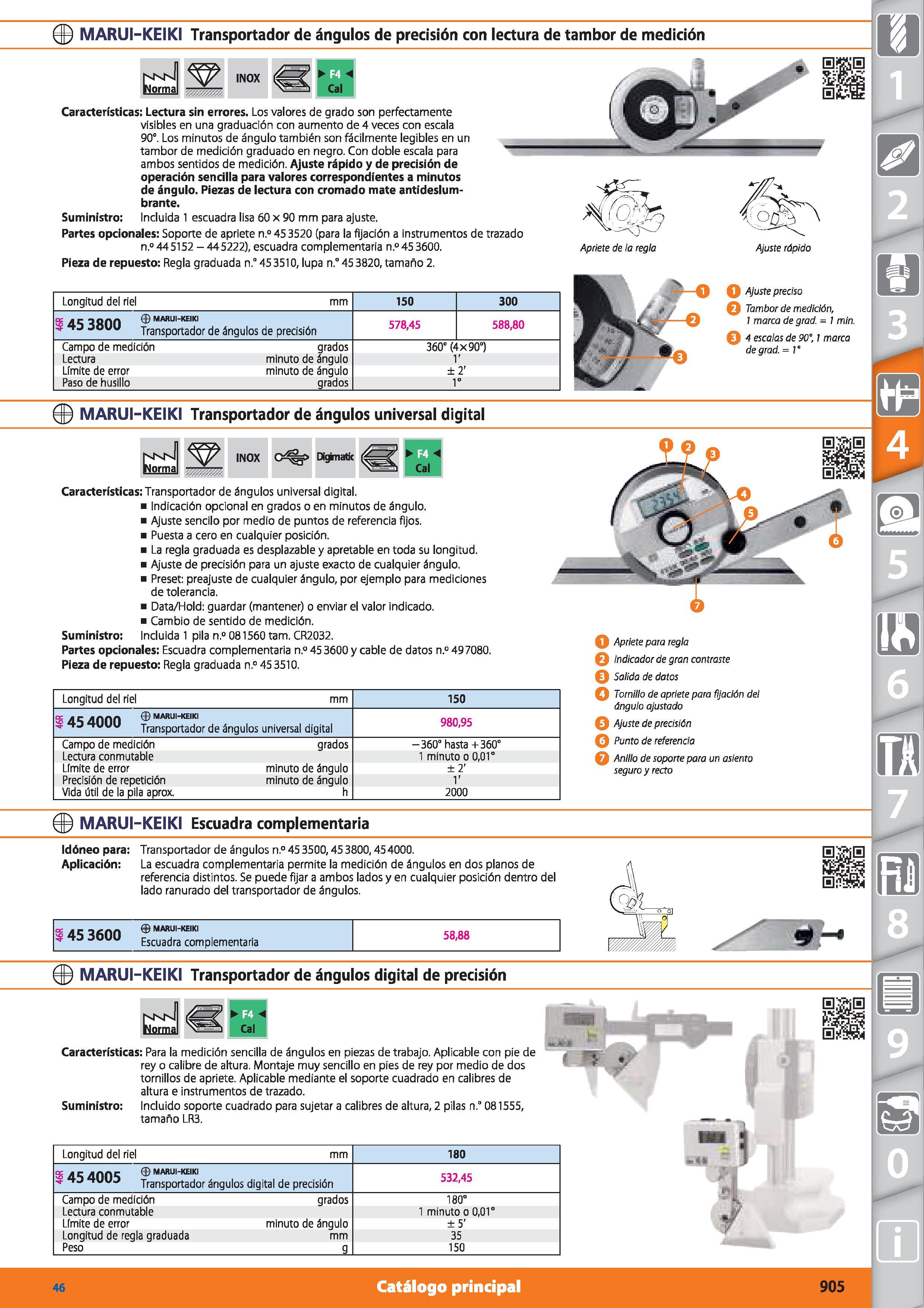905 0 MARUI-KEIKI Transportador de ángulos de precisión con lectura de tambor de medición Características: Lectura sin errores Los valores de grado s Каталог HOFFMANN GROUP 2015 Инструмент режущий слесарный измерительный абразивный Оборудование Комплексные поставки для промышленных предприятий Стр. 905 SPA