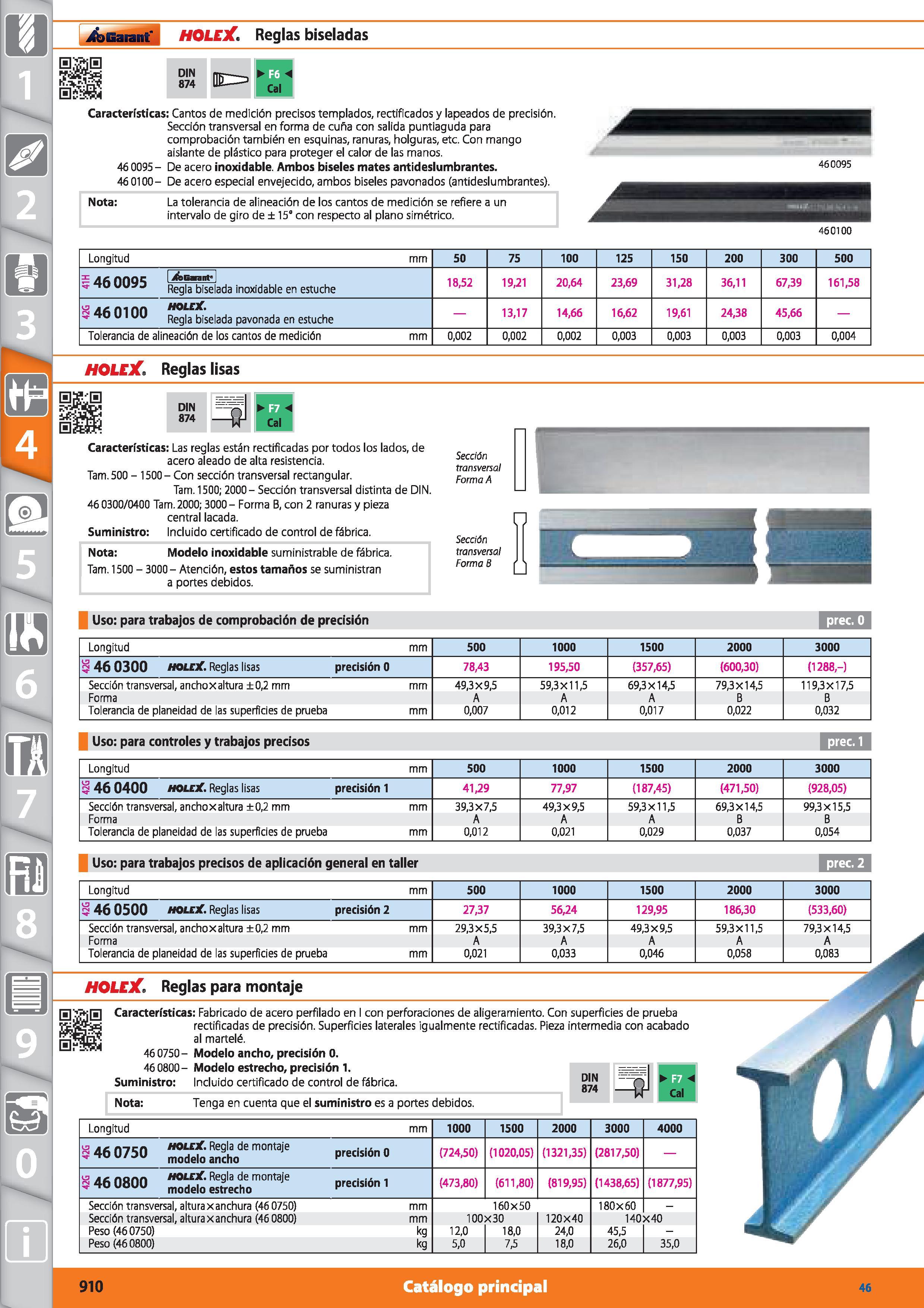 910 /bGarant HOLEX Reglas biseladas DIN F6 874 LJJJ J Cal Características: Cantos de medición precisos templados, rectificados y lapeados de precisió Каталог HOFFMANN GROUP 2015 Инструмент режущий слесарный измерительный абразивный Оборудование Комплексные поставки для промышленных предприятий Стр. 910 SPA