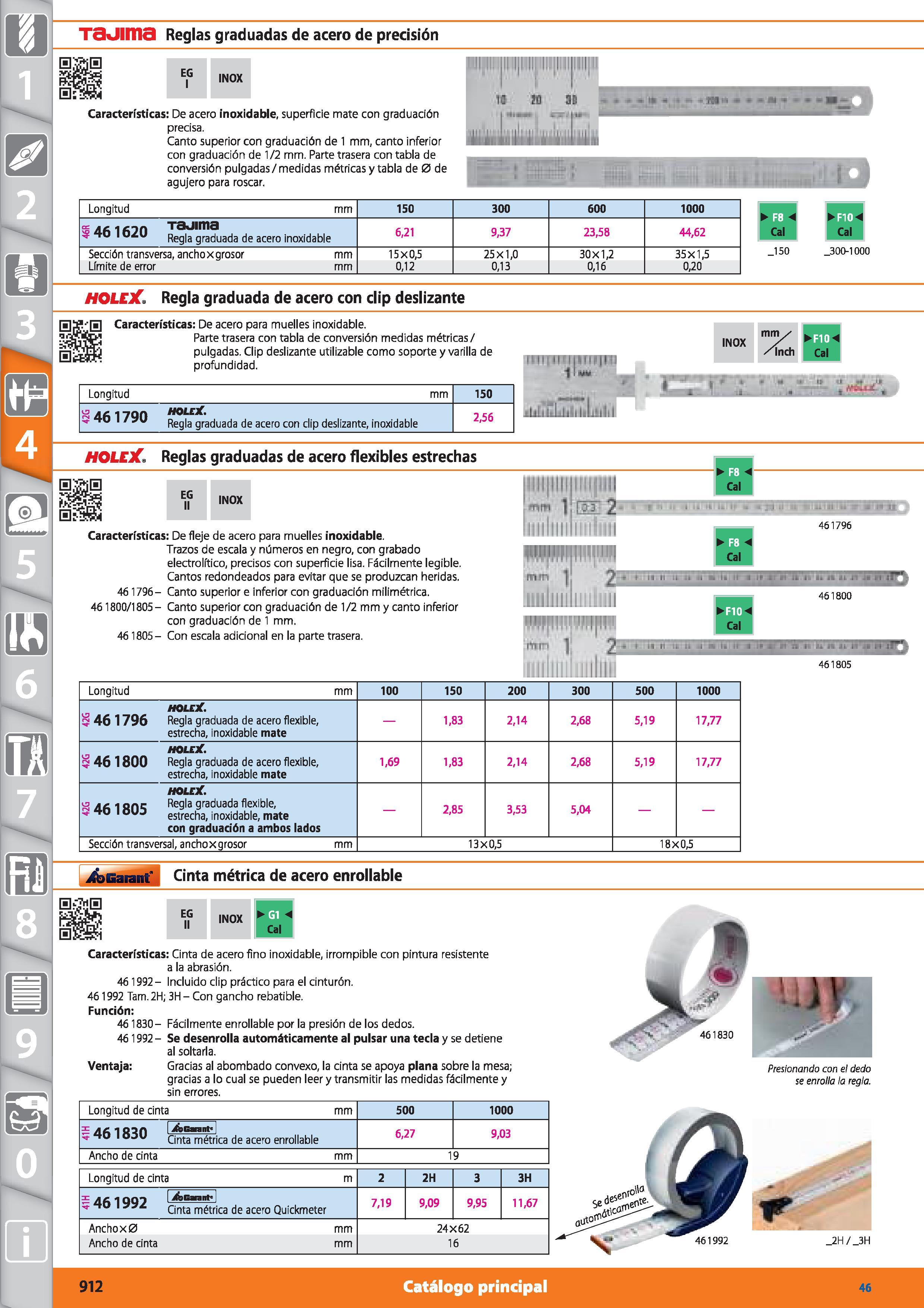 912 u Taüima Reglas graduadas de acero de precisión 70, EG I INOX ll l l llll lll U Características: De acero inoxidable, superficie mate con graduac Каталог HOFFMANN GROUP 2015 Инструмент режущий слесарный измерительный абразивный Оборудование Комплексные поставки для промышленных предприятий Стр. 912 SPA
