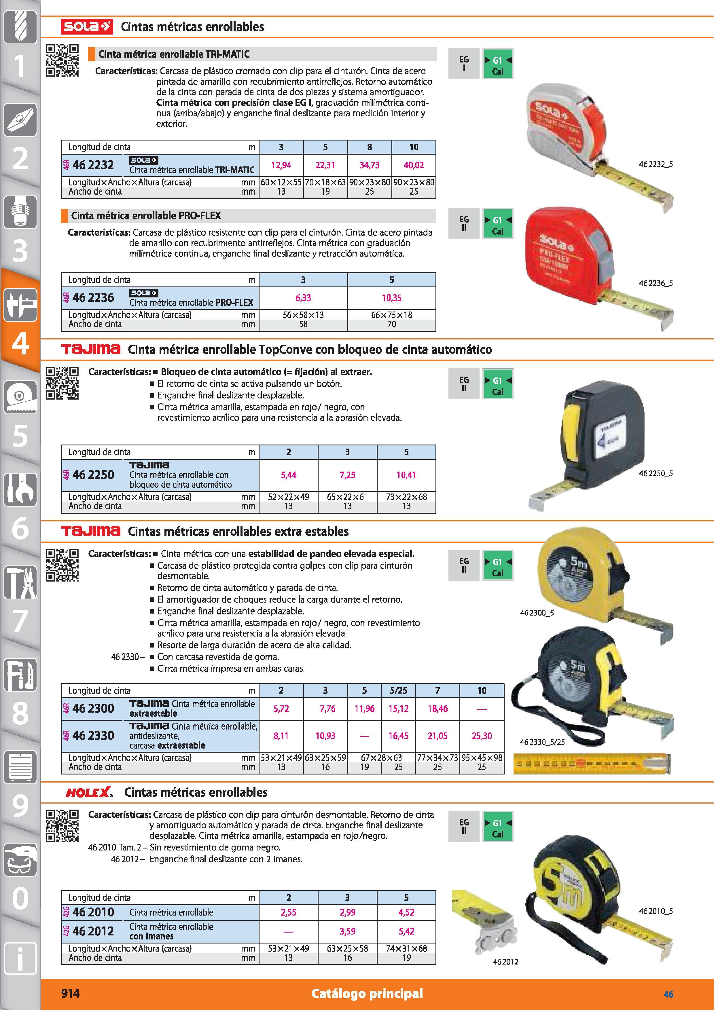 914 m 1 soia Cintas métricas enrollables i ¡ Cinta métrica enrollable TRI-MATIC H Características: Carcasa de plástico cromado con clip para el cintu Каталог HOFFMANN GROUP 2015 Инструмент режущий слесарный измерительный абразивный Оборудование Комплексные поставки для промышленных предприятий Стр. 914 SPA