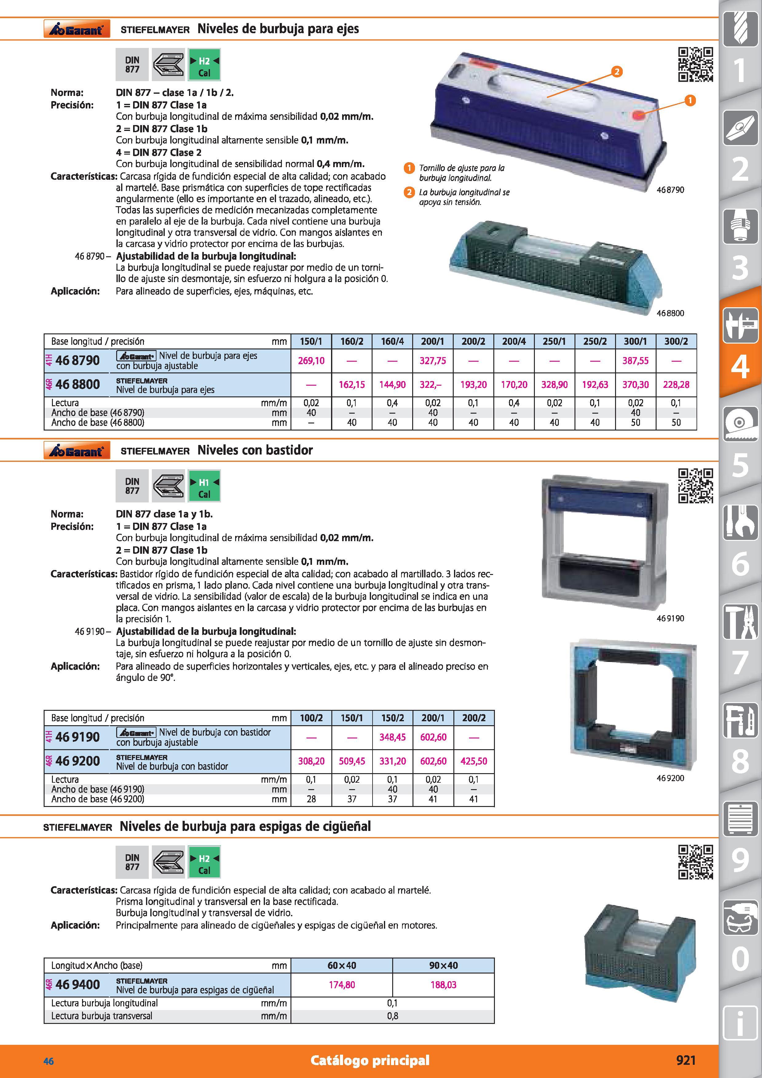 921 Garant stiefelmayer Niveles de burbuja para ejes DIN 877 Norma: DIN 877 - clase la / Ib / 2 Precisión: 1 = DIN 877 Clase la Con burbuja longitudi Каталог HOFFMANN GROUP 2015 Инструмент режущий слесарный измерительный абразивный Оборудование Комплексные поставки для промышленных предприятий Стр. 921 SPA