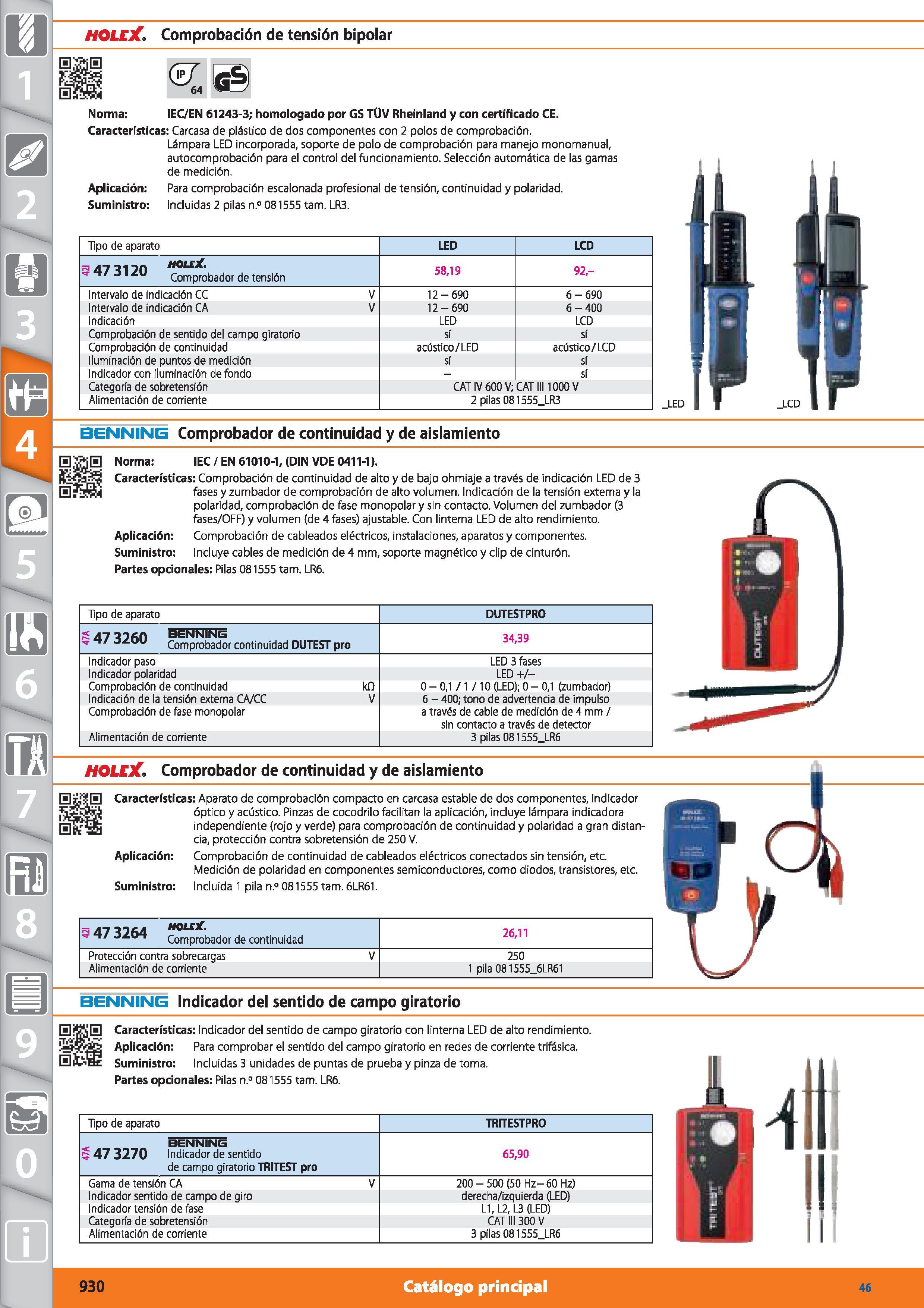 930 m 1 HOLEX Comprobación de tensión bipolar Norma: IEC/EN 61243-3; homologado por GS TÜV Rheinland y con certificado CE Características: Carcasa de Каталог HOFFMANN GROUP 2015 Инструмент режущий слесарный измерительный абразивный Оборудование Комплексные поставки для промышленных предприятий Стр. 930 SPA