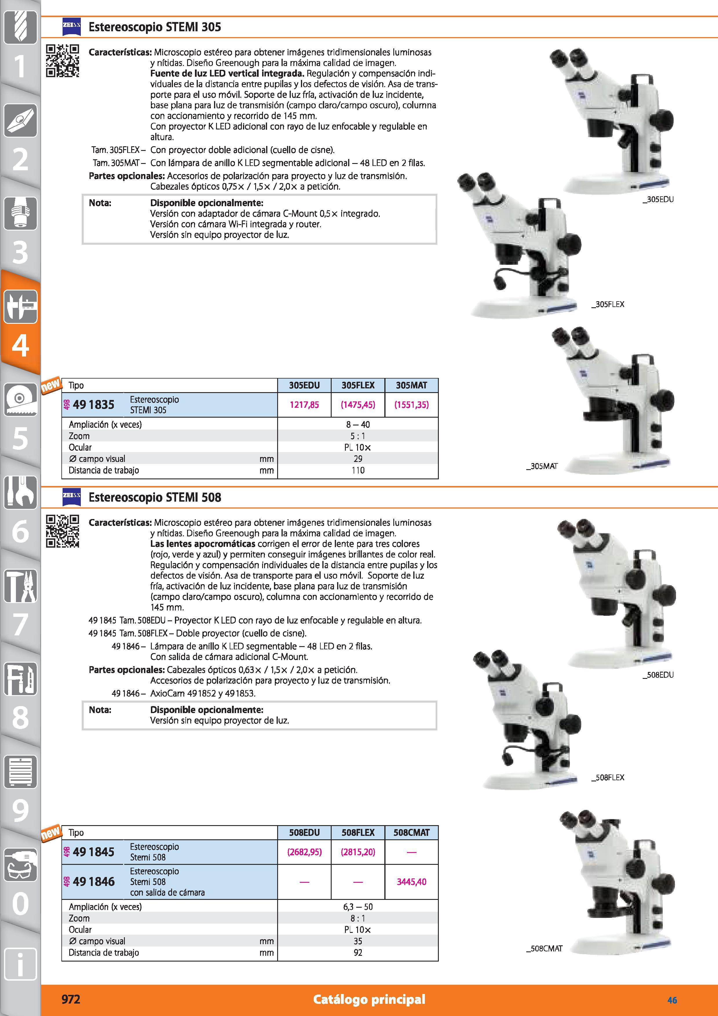 972 Q Estereoscopio STEMI 305 Características: Microscopio estéreo para obtener imágenes tridimensionales luminosas y nítidas Diseño Greenough para l Каталог HOFFMANN GROUP 2015 Инструмент режущий слесарный измерительный абразивный Оборудование Комплексные поставки для промышленных предприятий Стр. 972 SPA