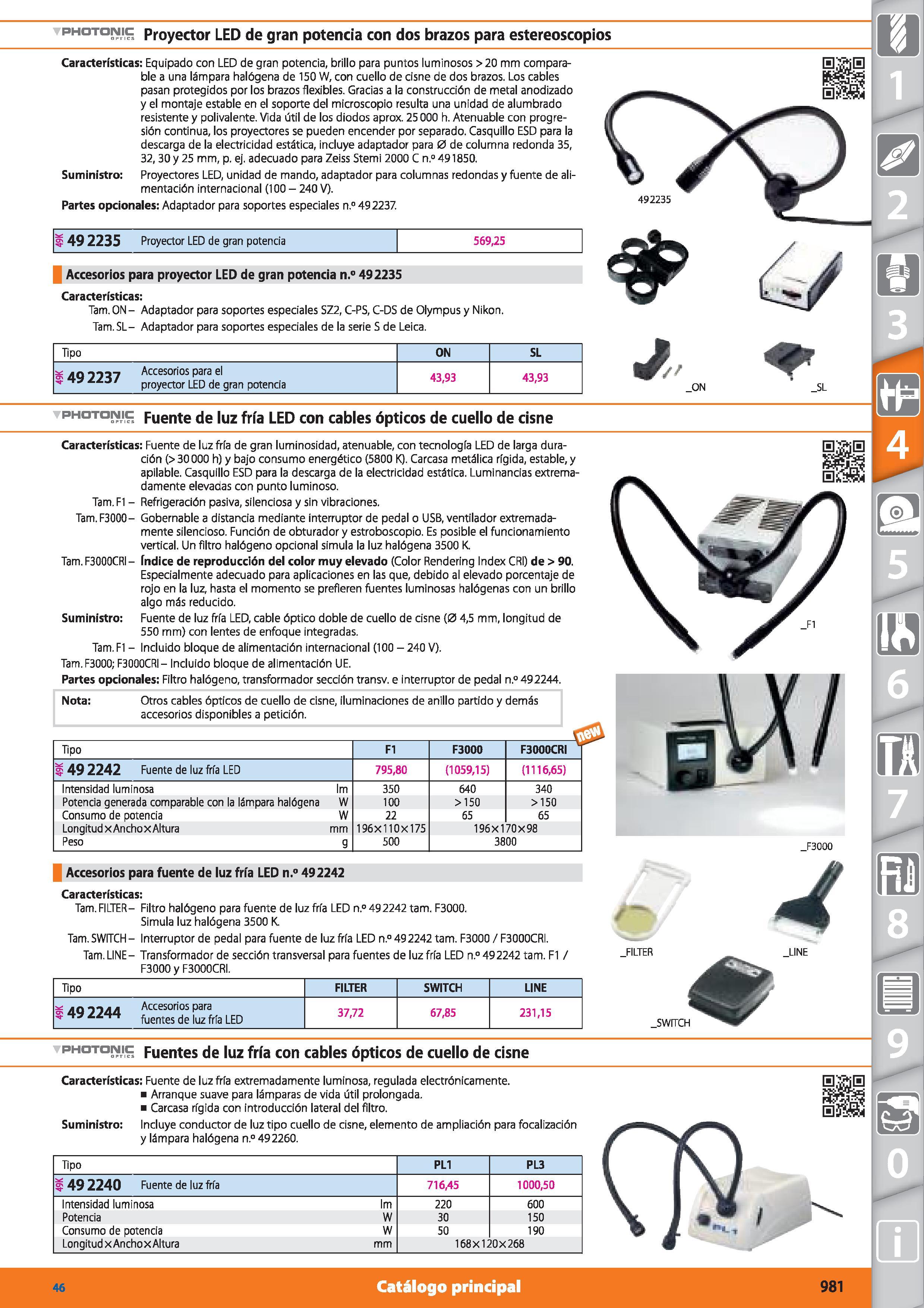 981 photonic Proyector LED de gran potencia con dos brazos para estereoscopios Características: Equipado con LED de gran potencia, brillo para puntos Каталог HOFFMANN GROUP 2015 Инструмент режущий слесарный измерительный абразивный Оборудование Комплексные поставки для промышленных предприятий Стр. 981 SPA