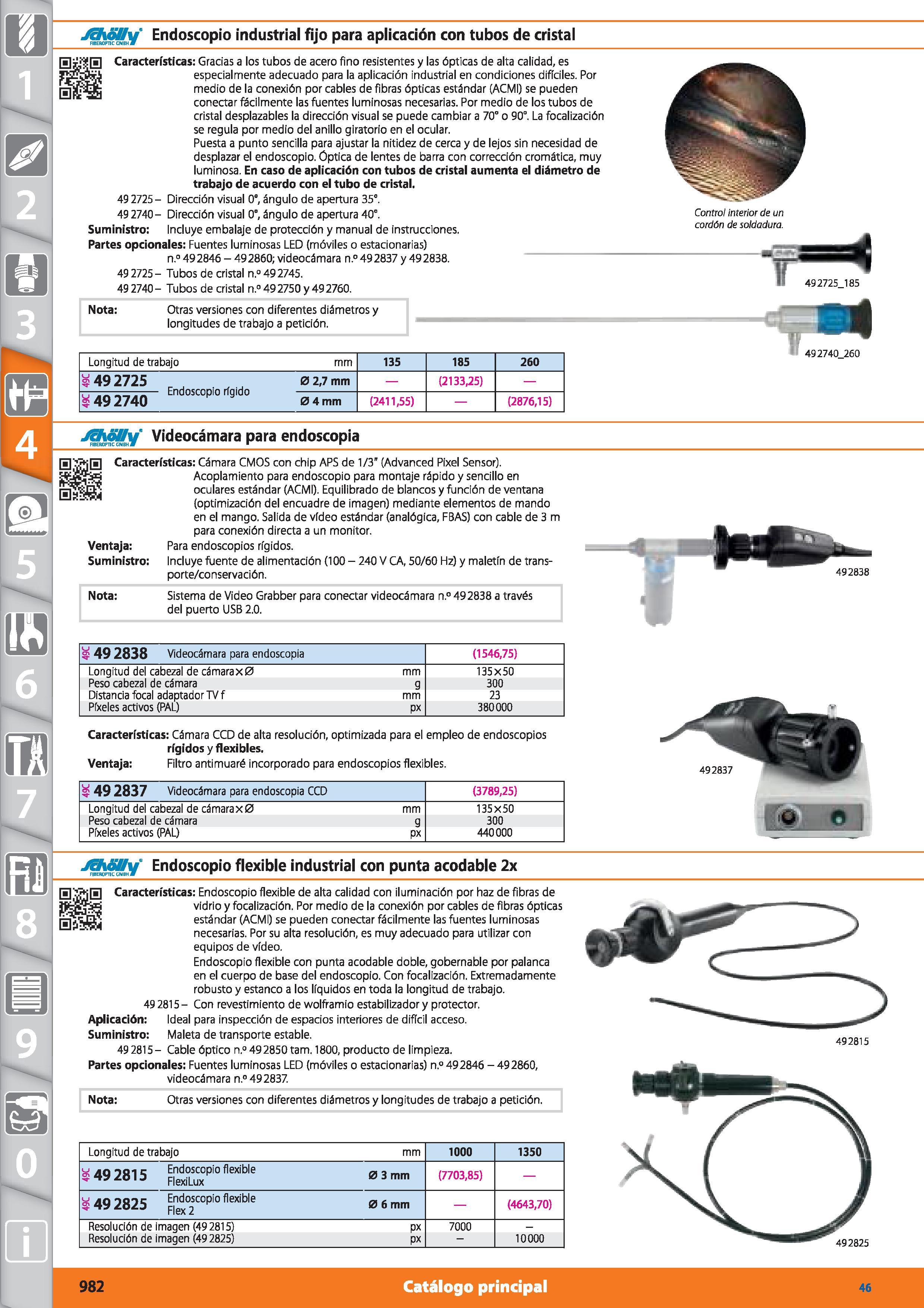 982 /chóll\i Endoscopio industrial fijo para aplicación con tubos de cristal FIBER0PT1CCNBH 1 11 0 Características: Gracias a los tubos de acero fino Каталог HOFFMANN GROUP 2015 Инструмент режущий слесарный измерительный абразивный Оборудование Комплексные поставки для промышленных предприятий Стр. 982 SPA
