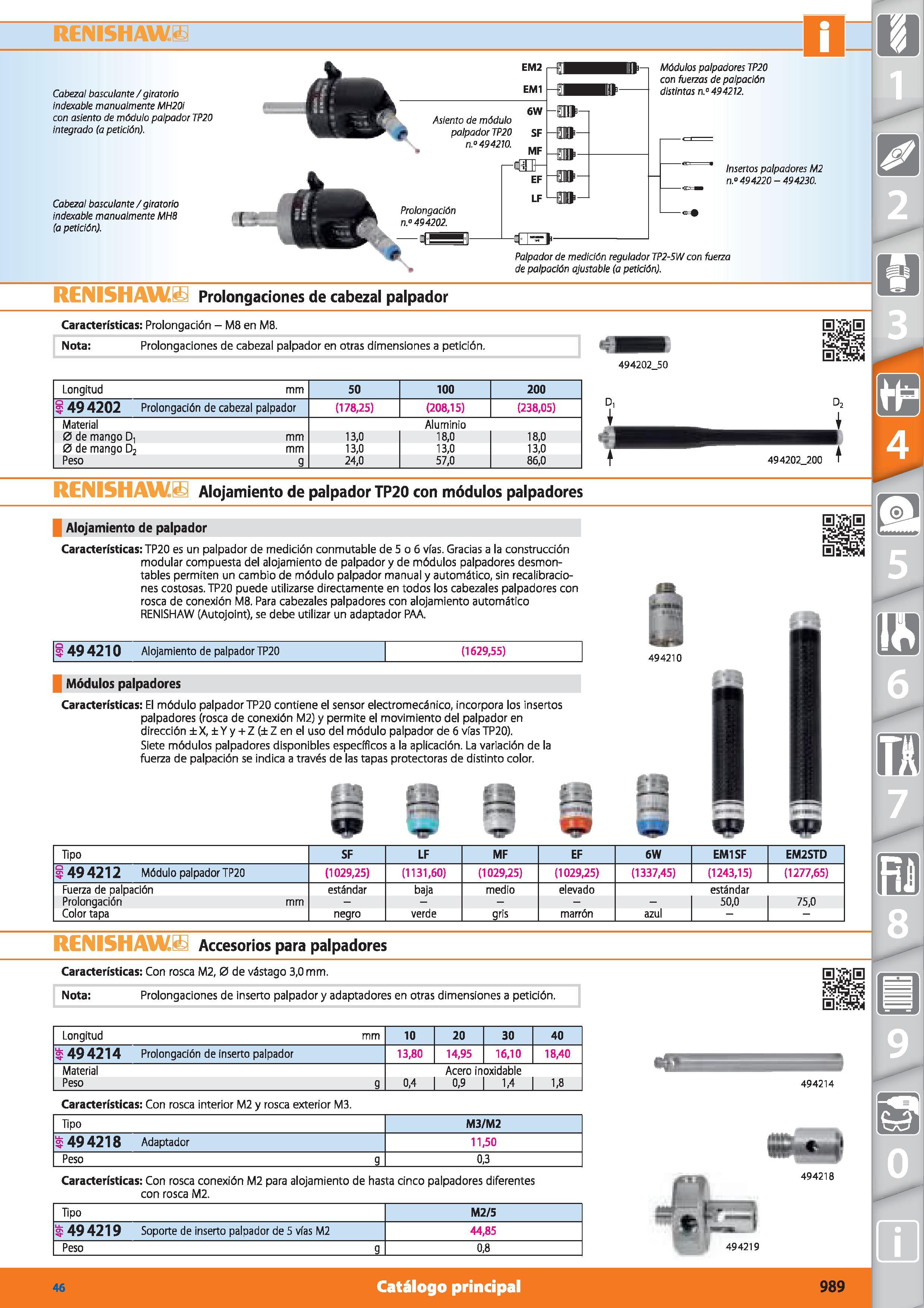 989 RENISHAW< Cabezal basculante / giratorio indexable manualmente MH20Í con asiento de módulo palpador TP20 integrado (a petición) Cabezal basculant Каталог HOFFMANN GROUP 2015 Инструмент режущий слесарный измерительный абразивный Оборудование Комплексные поставки для промышленных предприятий Стр. 989 SPA