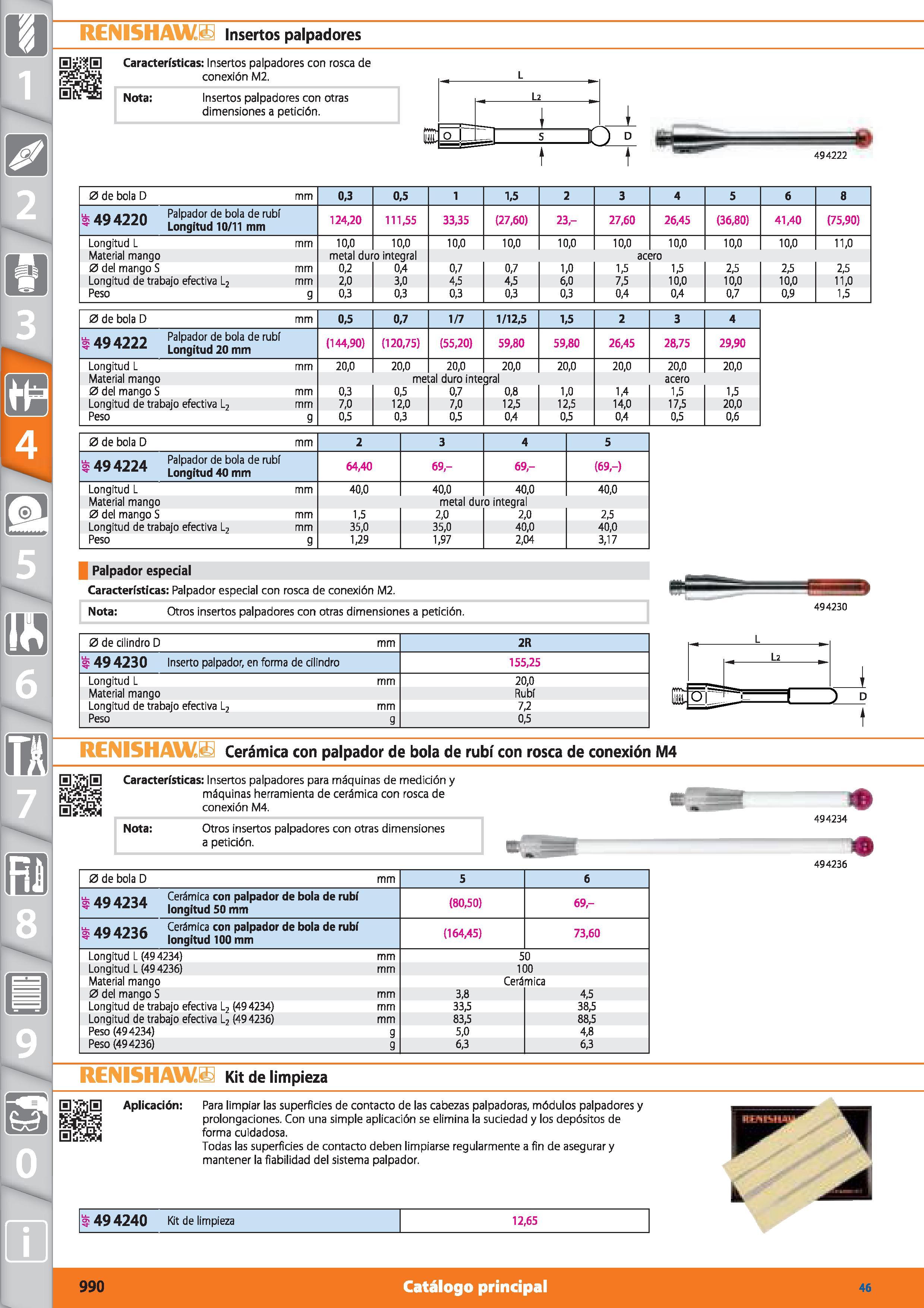 990 RENISHAW1 Insertos palpadores Características: Insertos palpadores con rosca de conexión M2 Nota: Insertos palpadores con otras dimensiones a pet Каталог HOFFMANN GROUP 2015 Инструмент режущий слесарный измерительный абразивный Оборудование Комплексные поставки для промышленных предприятий Стр. 990 SPA