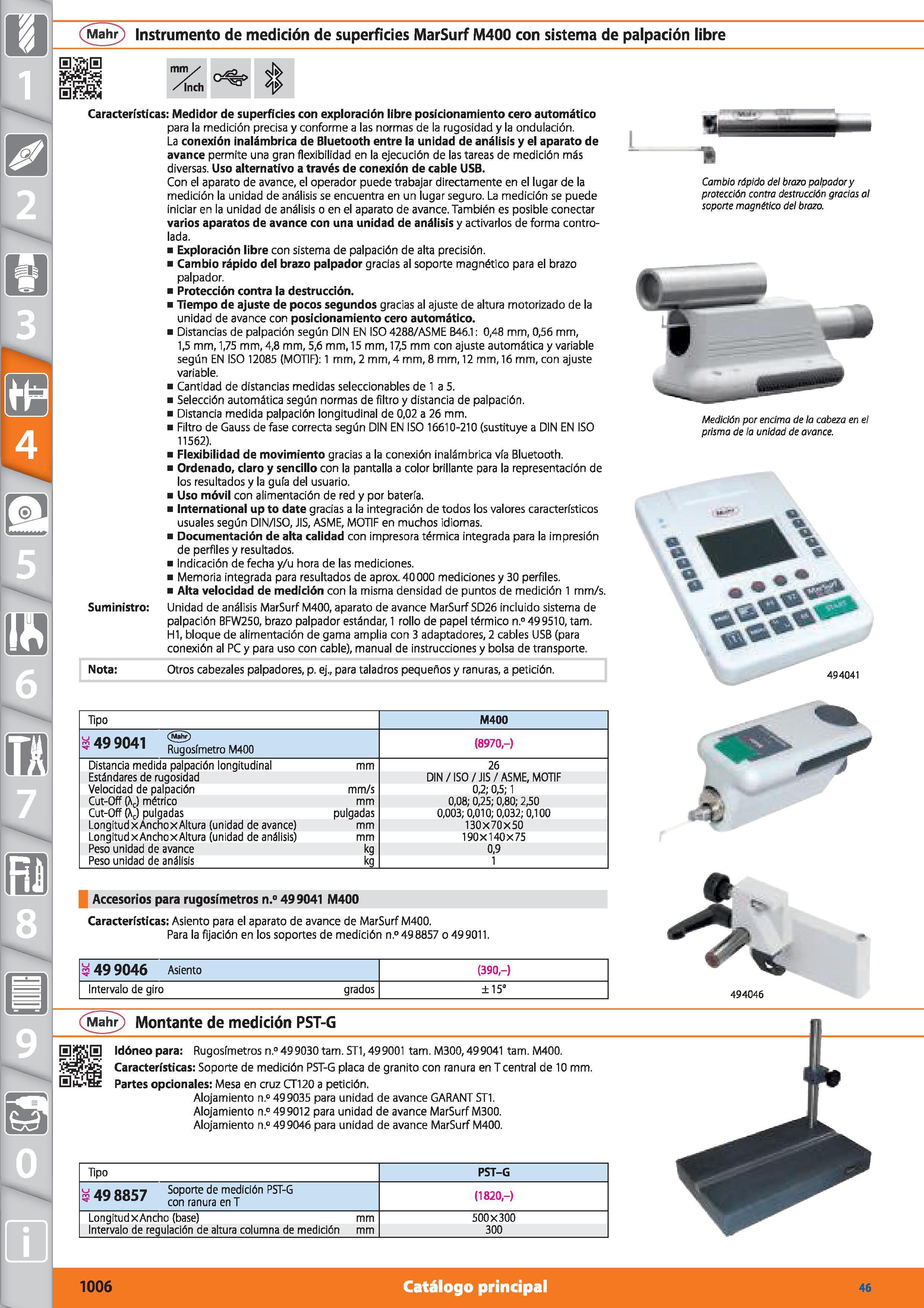 1006 5 m 6 m 7 O x (Mahr) Instrumento de medición de superficies MarSurf M400 con sistema de palpación libre Inch Características: Medidor de superfic Каталог HOFFMANN GROUP 2015 Инструмент режущий слесарный измерительный абразивный Оборудование Комплексные поставки для промышленных предприятий Стр. 1006 SPA