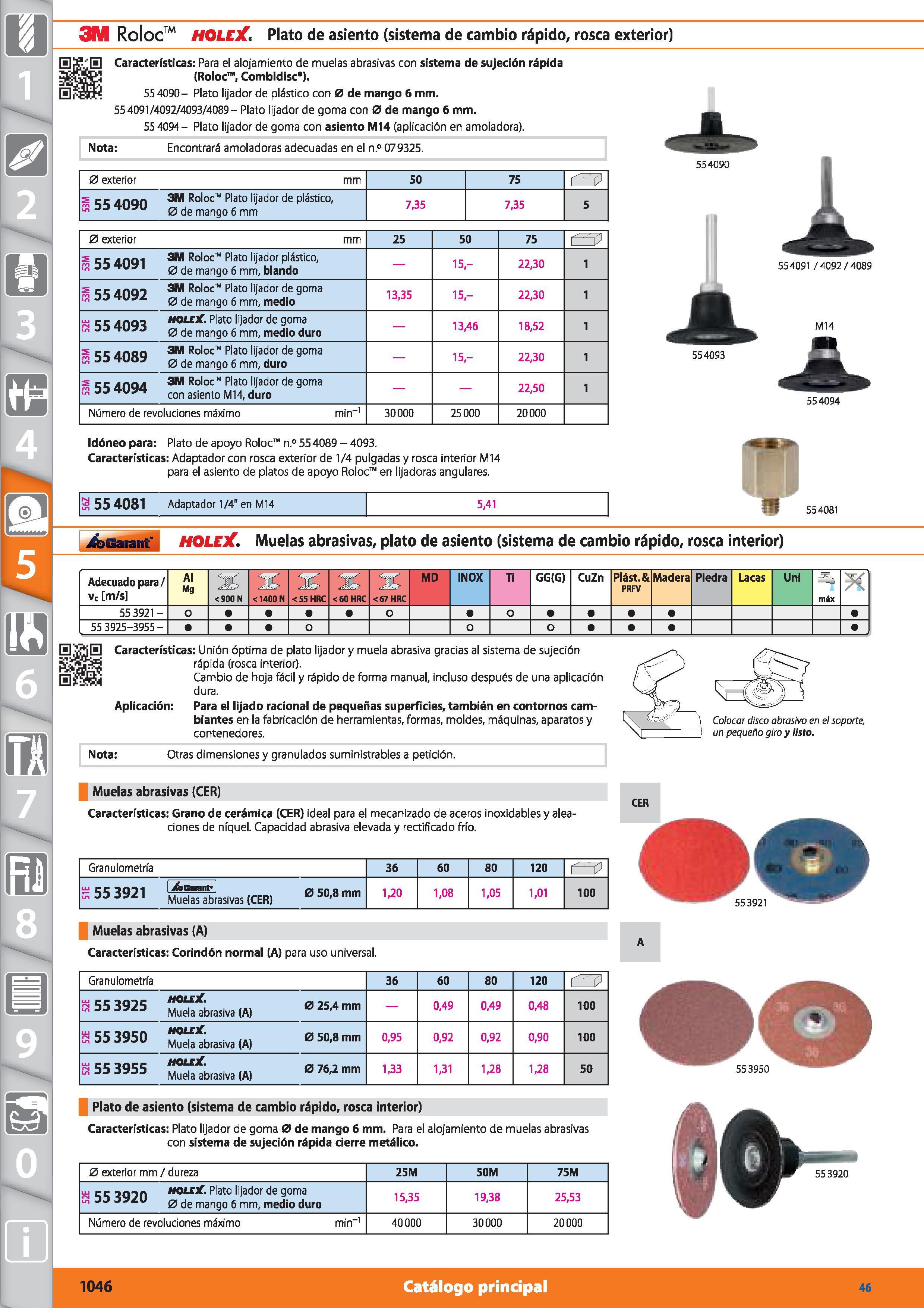 1046 6 m 7 O x 3M Roloc holejC; Plato de asiento (sistema de cambio rápido, rosca exterior) 0 0 Características: Para el alojamiento de muelas abrasiv Каталог HOFFMANN GROUP 2015 Инструмент режущий слесарный измерительный абразивный Оборудование Комплексные поставки для промышленных предприятий Стр. 1046 SPA