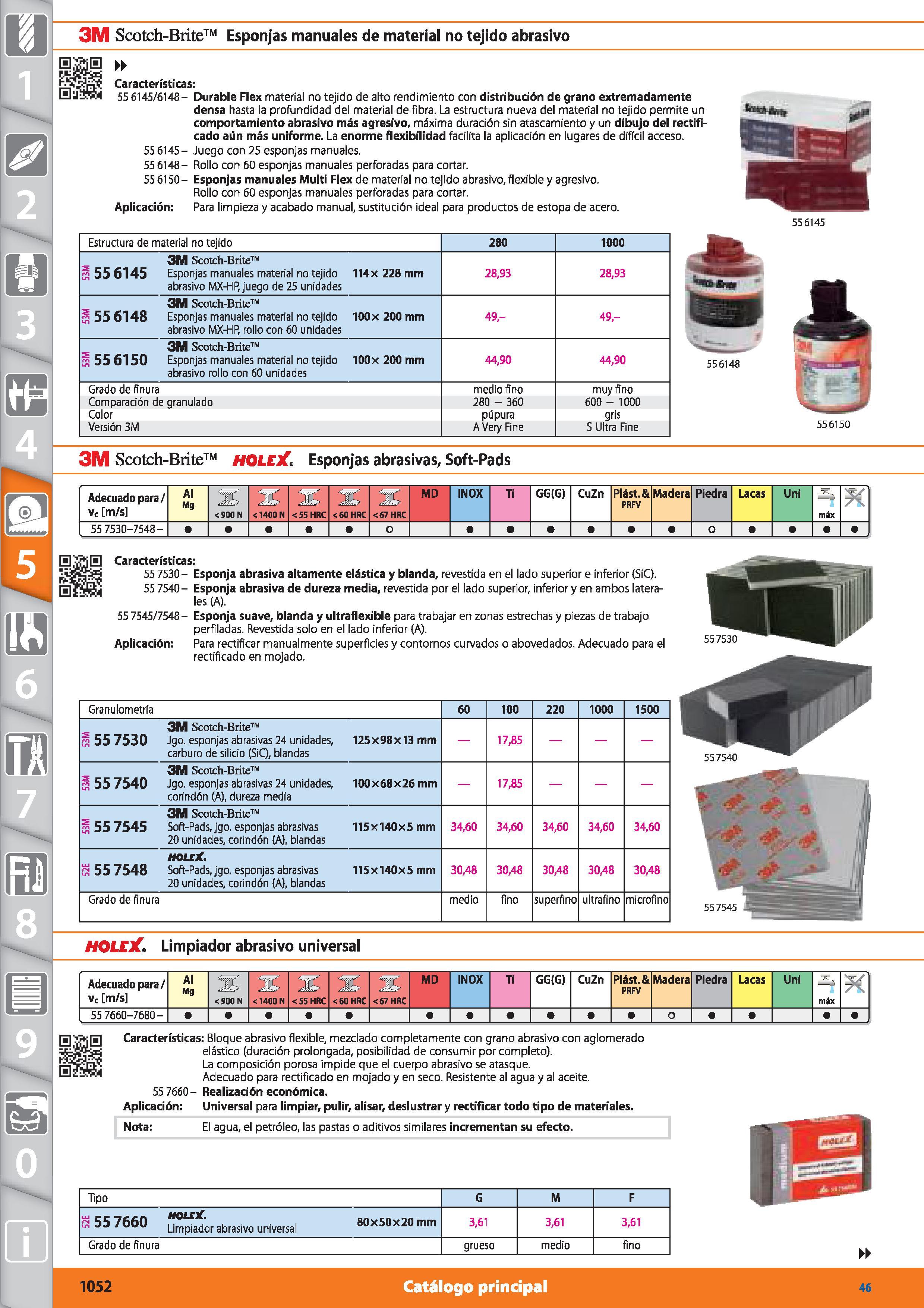 1052 m 1 3M Scotch-Brite Esponjas manuales de material no tejido abrasivo Características: 55 6145/6148- Durable Flex material no tejido de alto rendi Каталог HOFFMANN GROUP 2015 Инструмент режущий слесарный измерительный абразивный Оборудование Комплексные поставки для промышленных предприятий Стр. 1052 SPA