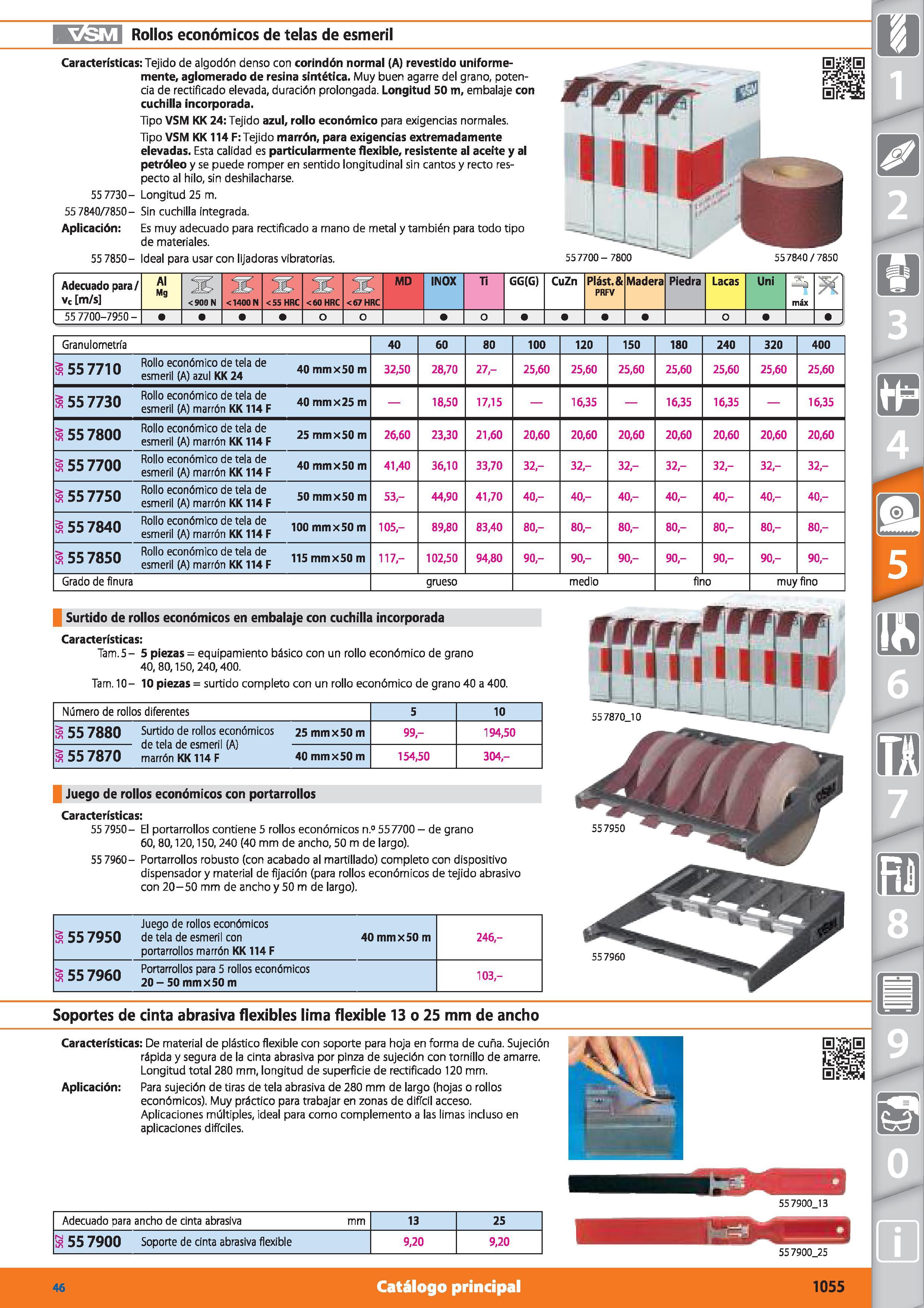 1055 Rollos económicos de telas de esmeril Características: Tejido de algodón denso con corindón normal (A) revestido uniformemente, aglomerado de res Каталог HOFFMANN GROUP 2015 Инструмент режущий слесарный измерительный абразивный Оборудование Комплексные поставки для промышленных предприятий Стр. 1055 SPA