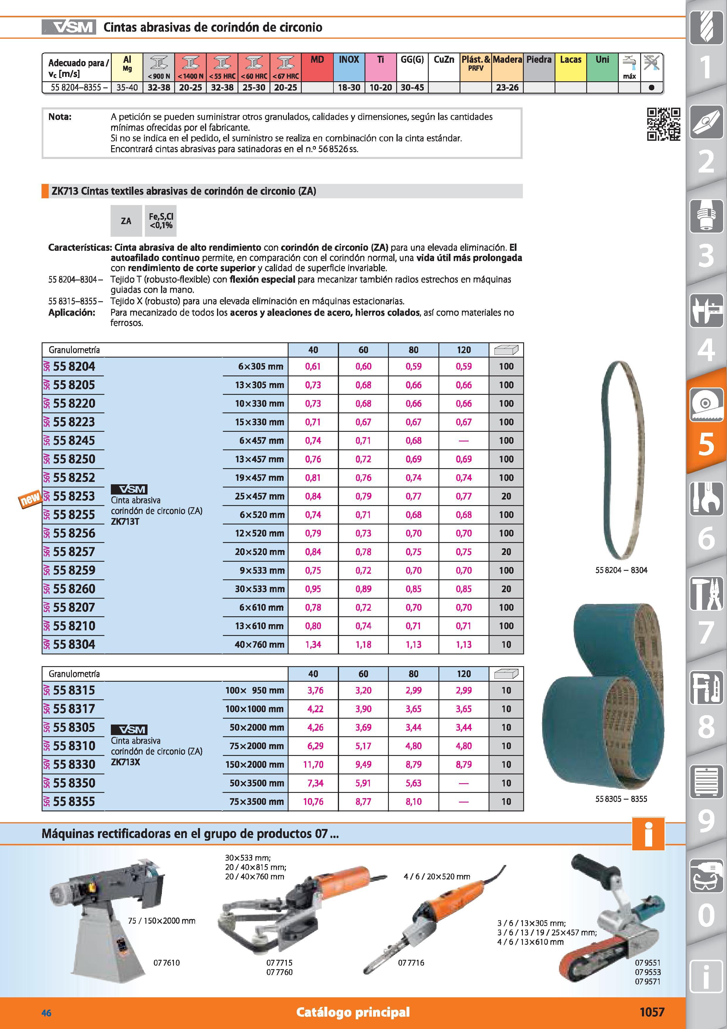 1057 Cintas abrasivas de corindón de circonio Adecuado para / vc m/s Al Mg <900 N <1400 N <55 HRC <60 HRC <67 HRC MD INOX Ti GG(G) CuZn Plást & PRFV M Каталог HOFFMANN GROUP 2015 Инструмент режущий слесарный измерительный абразивный Оборудование Комплексные поставки для промышленных предприятий Стр. 1057 SPA