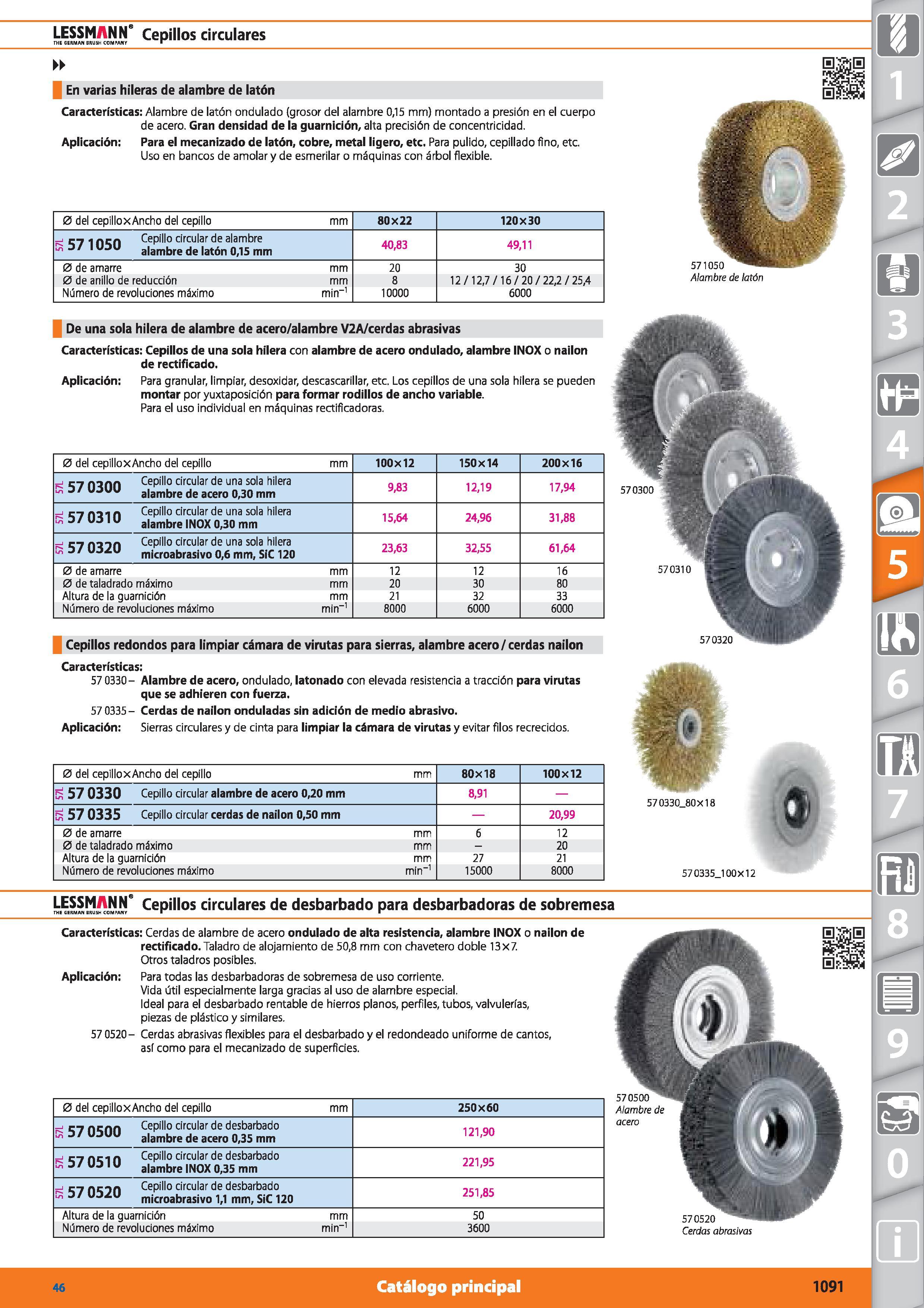 1091 LESSMANN’ Cepillos circulares THE GERMAN BRUSH COMPAN/ En varias hileras de alambre de latón Características: Alambre de latón ondulado (grosor d Каталог HOFFMANN GROUP 2015 Инструмент режущий слесарный измерительный абразивный Оборудование Комплексные поставки для промышленных предприятий Стр. 1091 SPA