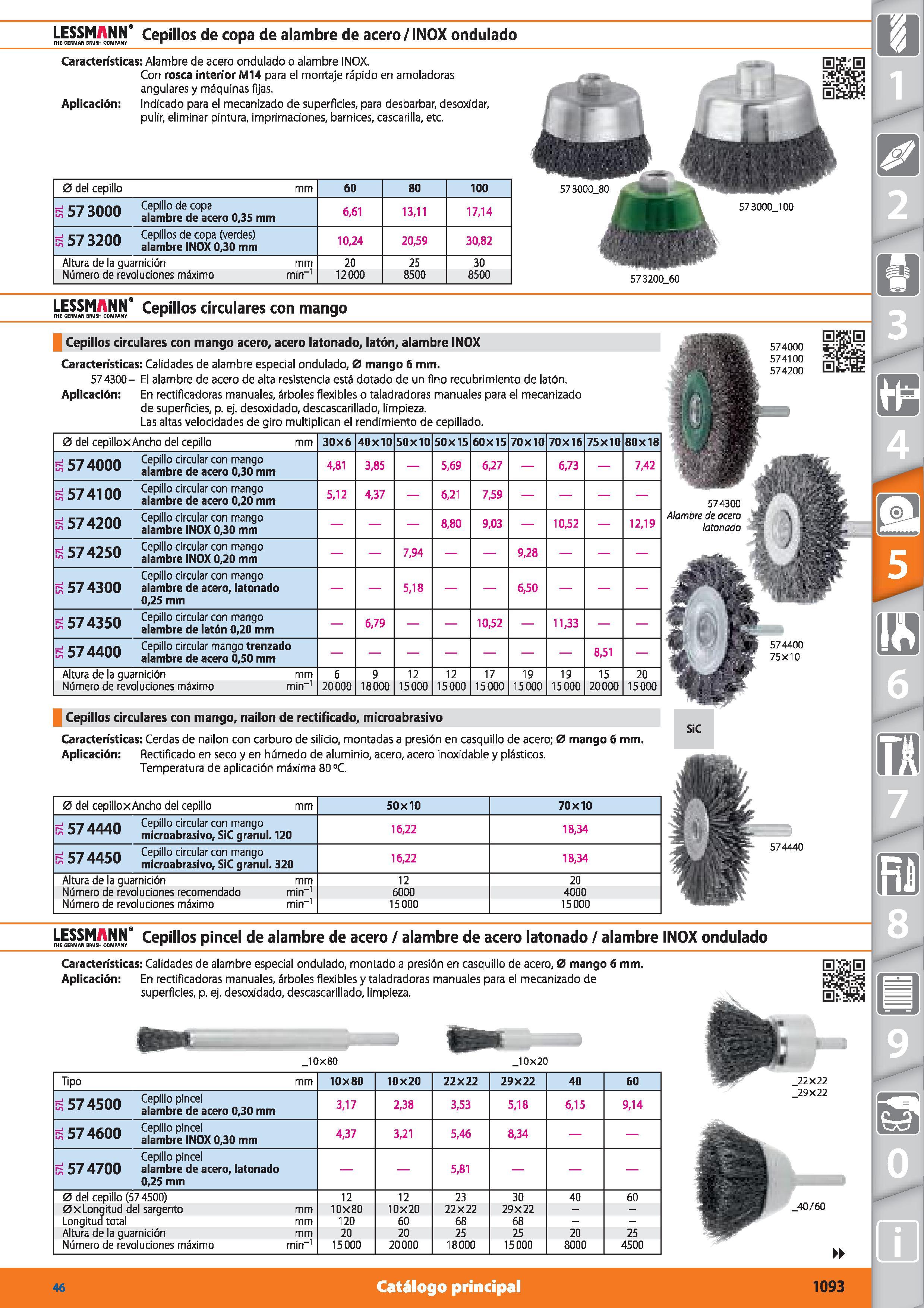 1093 LESSMANN’ Cepillos de copa de alambre de acero / INOX ondulado THE GERMAN BRUSH COMPAN/ Características: Alambre de acero ondulado o alambre INOX Каталог HOFFMANN GROUP 2015 Инструмент режущий слесарный измерительный абразивный Оборудование Комплексные поставки для промышленных предприятий Стр. 1093 SPA