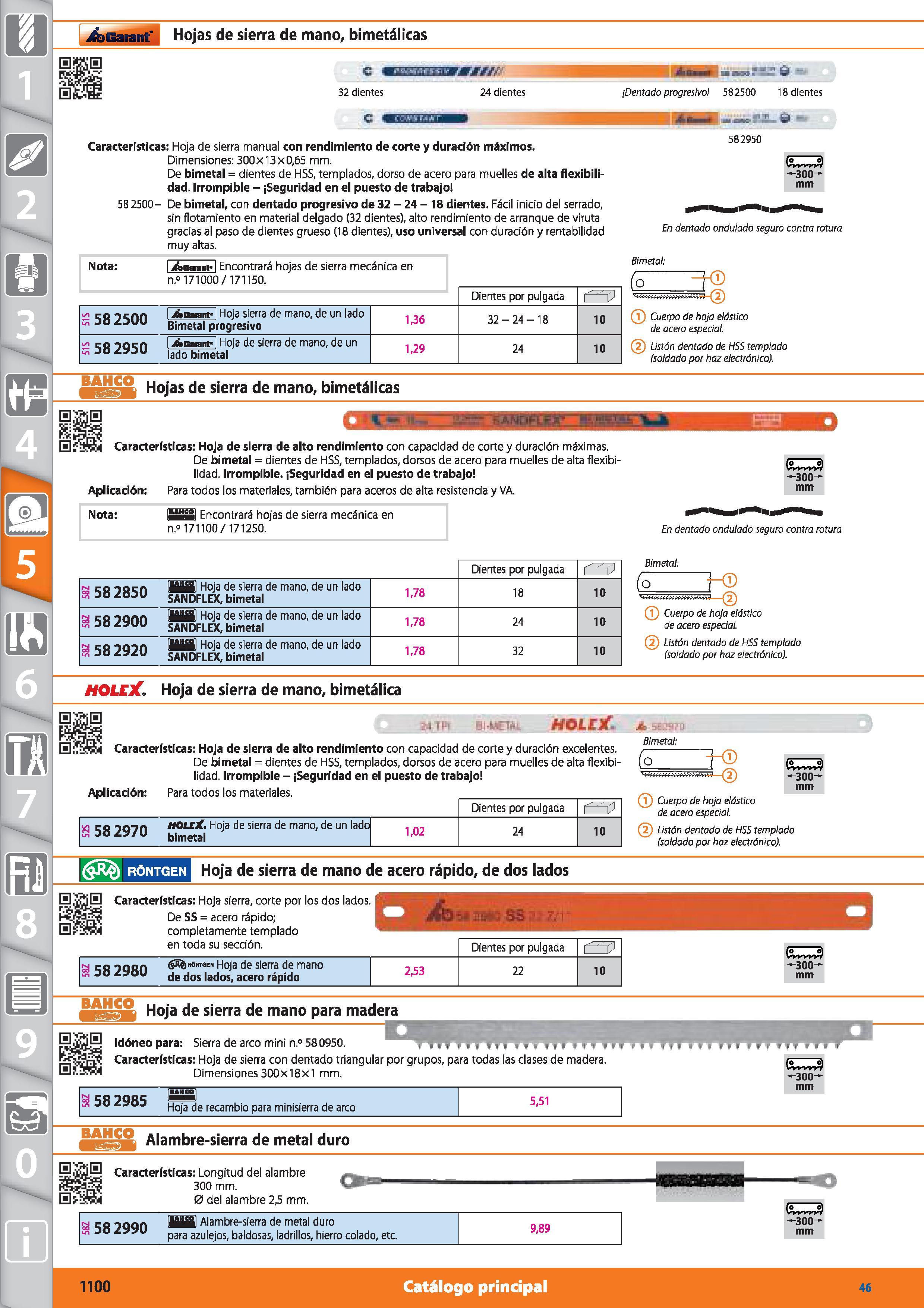 1100 Garant Hojas de sierra de mano, bimetálicas EffijS jL,r Sí c vr rriiiiw//// U -V2- -P íjl 32 dientes 24 dientes ¡Dentado progresivo 582500 18 die Каталог HOFFMANN GROUP 2015 Инструмент режущий слесарный измерительный абразивный Оборудование Комплексные поставки для промышленных предприятий Стр. 1100 SPA