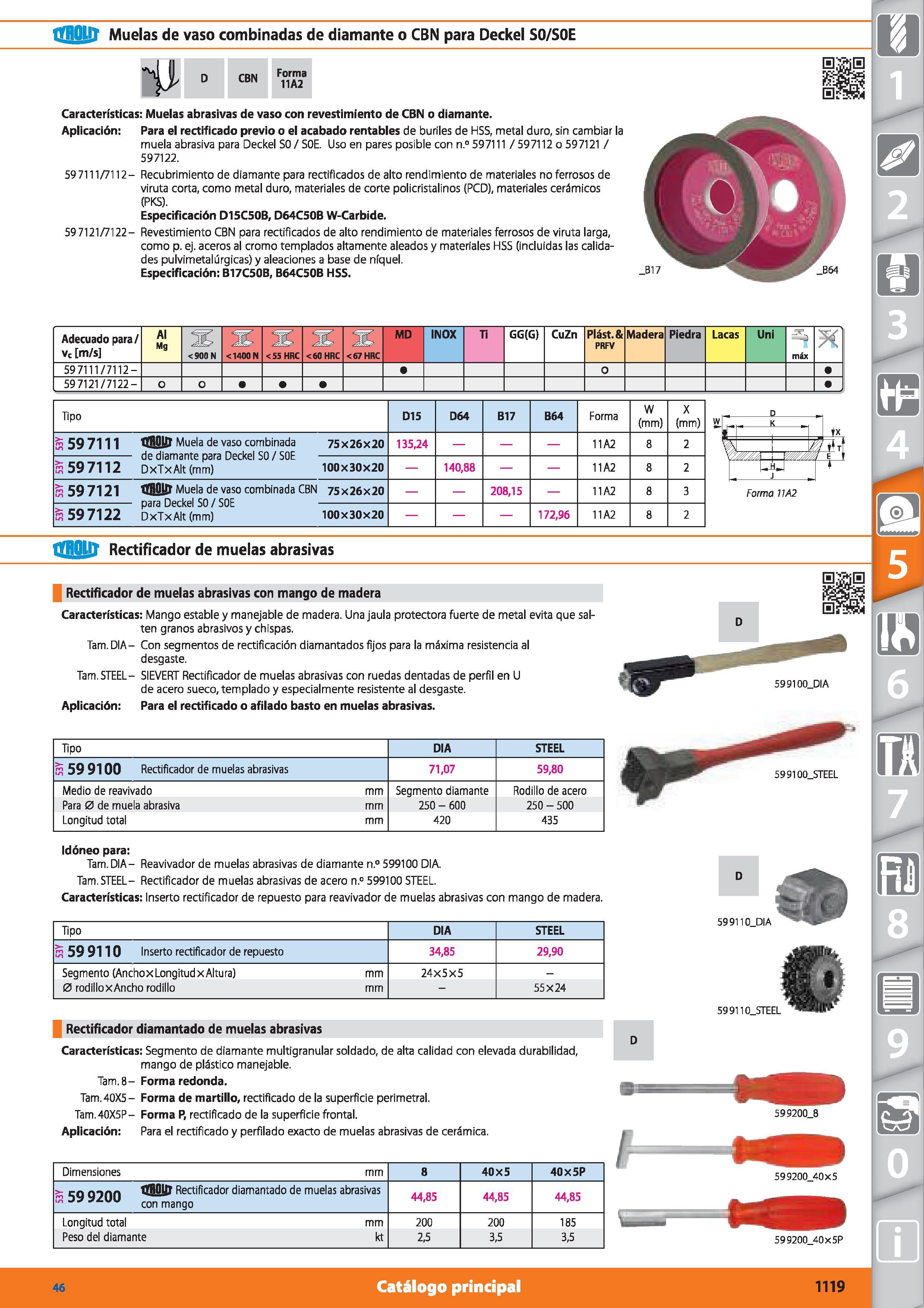 1119 tíBOlll Muelas de vaso combinadas de diamante o CBN para Deckel SO/SOE 11 D CBN Forma 11A2 Características: Muelas abrasivas de vaso con revestim Каталог HOFFMANN GROUP 2015 Инструмент режущий слесарный измерительный абразивный Оборудование Комплексные поставки для промышленных предприятий Стр. 1119 SPA
