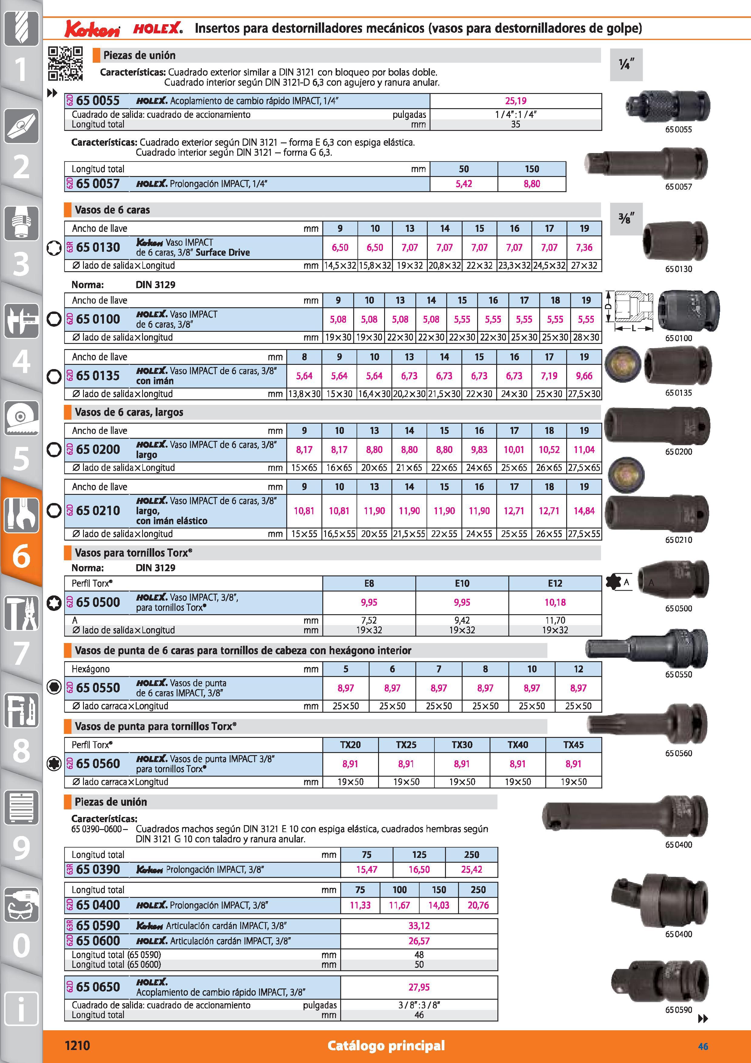 1210 m 1 JdaitOli HOLEX Insertos para destornilladores mecánicos (vasos para destornilladores de golpe) Piezas de unión 0Í1Í Características: Cuadrado Каталог HOFFMANN GROUP 2015 Инструмент режущий слесарный измерительный абразивный Оборудование Комплексные поставки для промышленных предприятий Стр. 1210 SPA