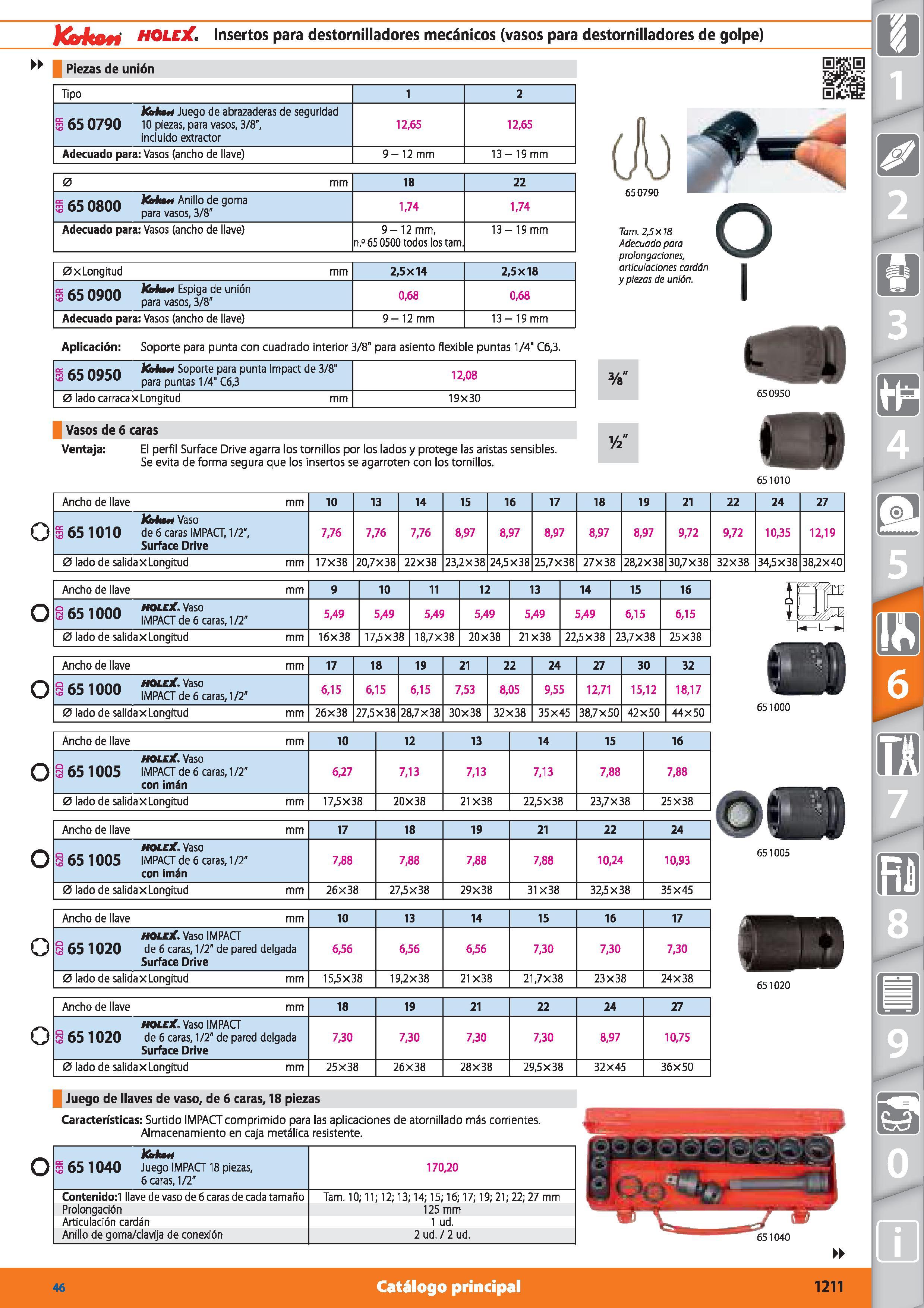 1211 Korkati HOLEX Insertos para destornilladores mecánicos (vasos para Piezas de unión Tipo 1 2 IUm Juego de abrazaderas de seguridad S 65 0790 10 pi Каталог HOFFMANN GROUP 2015 Инструмент режущий слесарный измерительный абразивный Оборудование Комплексные поставки для промышленных предприятий Стр. 1211 SPA