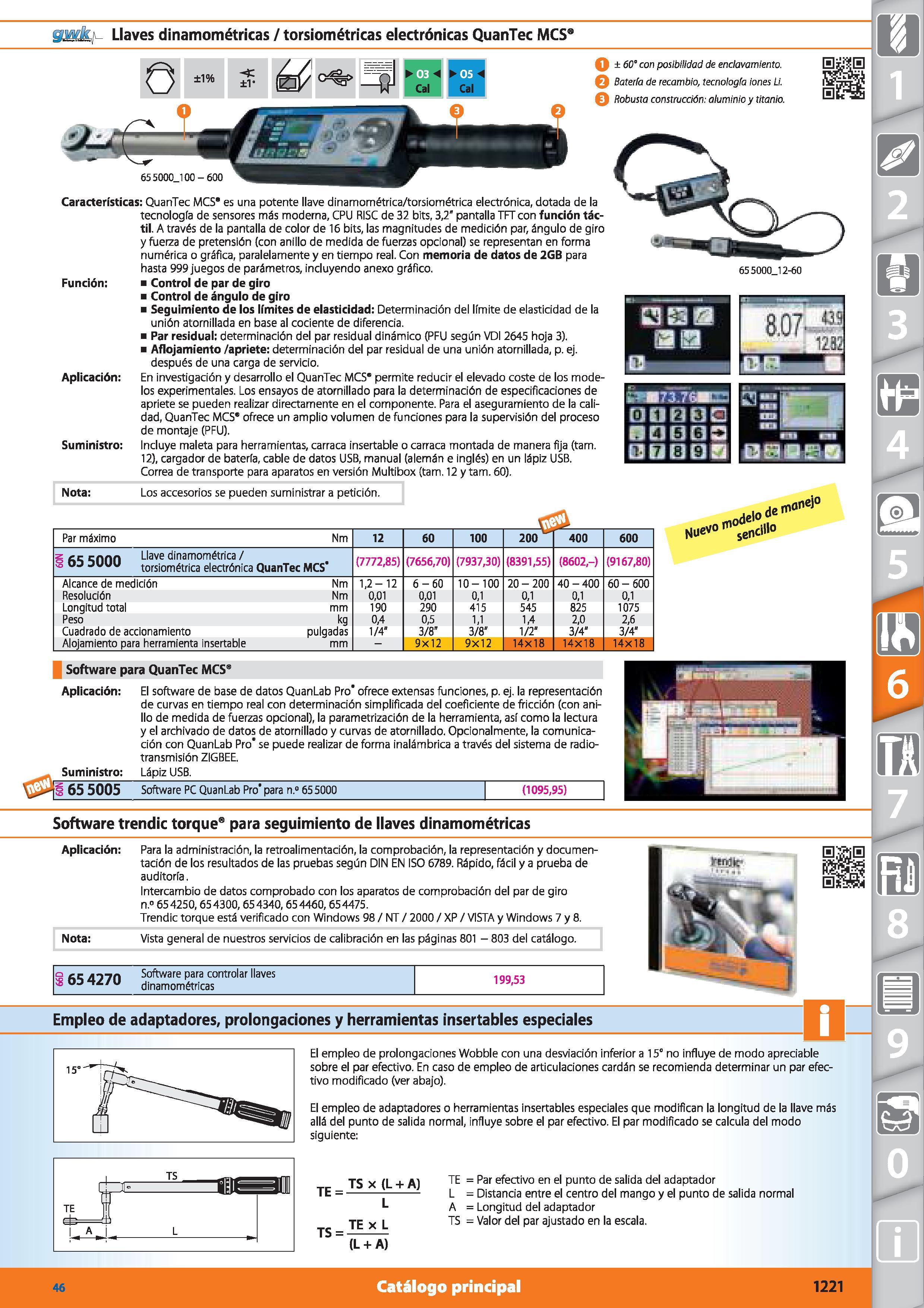1221 gwif Llaves dinamométricas / torsiométricas electrónicas QuanTec MCS O ±1% C) v 05 ±v Cai O ± 60° con posibilidad de enclavamiento Batería de rec Каталог HOFFMANN GROUP 2015 Инструмент режущий слесарный измерительный абразивный Оборудование Комплексные поставки для промышленных предприятий Стр. 1221 SPA