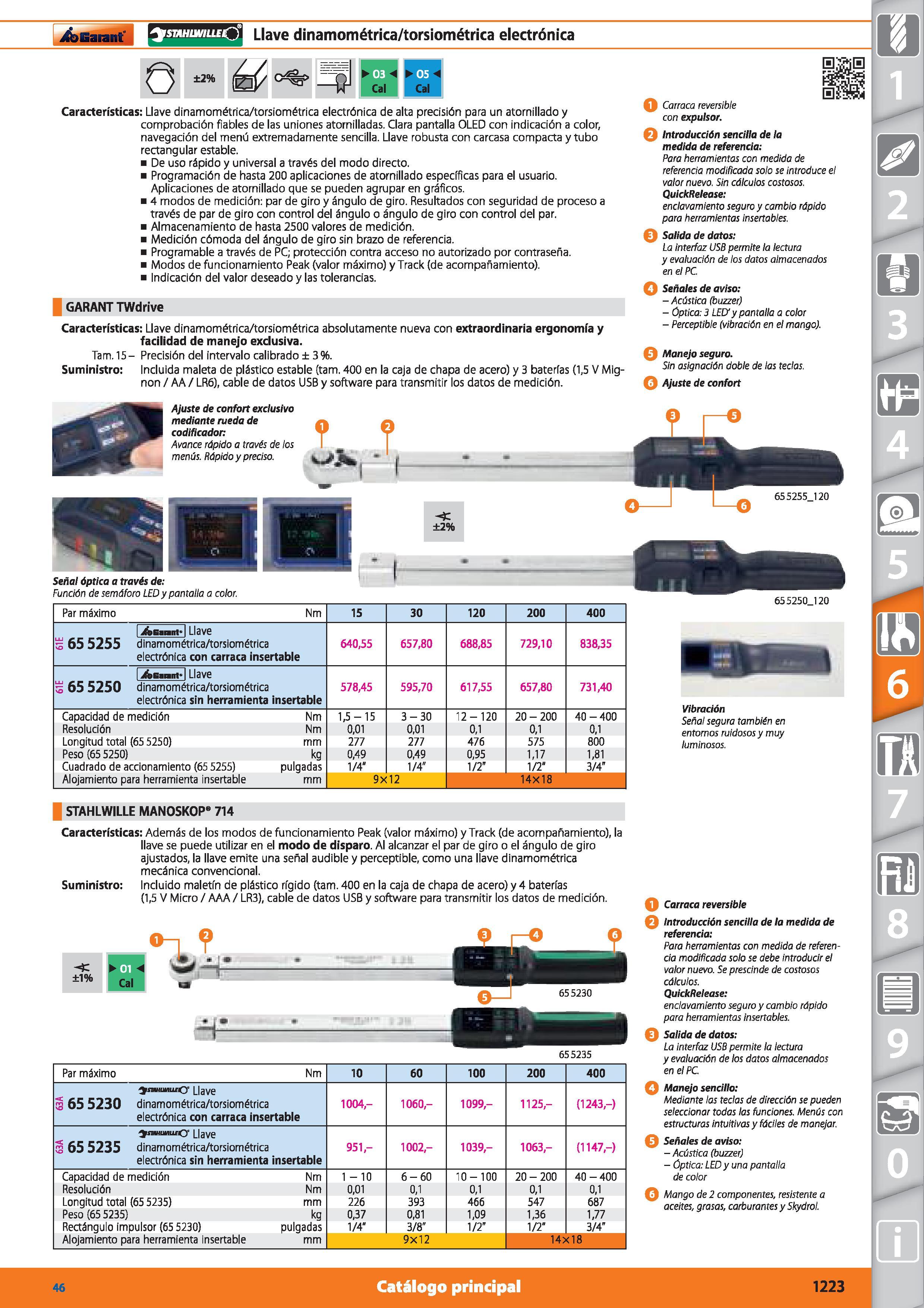 1223 STAHU/VILLE J Llave dinamométrica/torsiométrica electrónica O ±2% 1 05 H-SI 10/ ir Cal Cal Características: Llave dinamométrica/torsiométrica ele Каталог HOFFMANN GROUP 2015 Инструмент режущий слесарный измерительный абразивный Оборудование Комплексные поставки для промышленных предприятий Стр. 1223 SPA