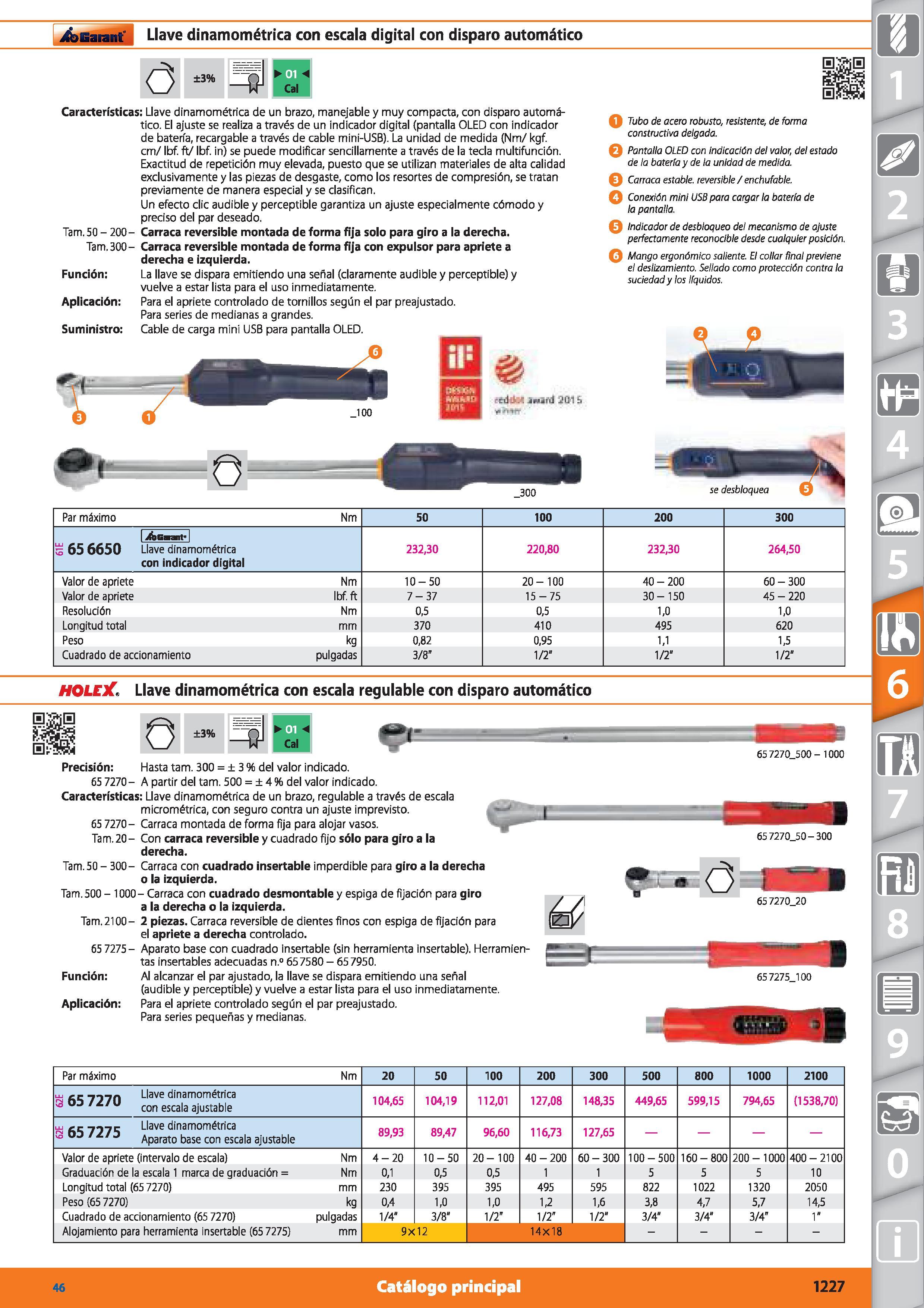 1227 Garant Llave dinamométrica con escala digital con disparo automático Ó ±3% u Características: Llave dinamométrica de un brazo, manejable y muy co Каталог HOFFMANN GROUP 2015 Инструмент режущий слесарный измерительный абразивный Оборудование Комплексные поставки для промышленных предприятий Стр. 1227 SPA