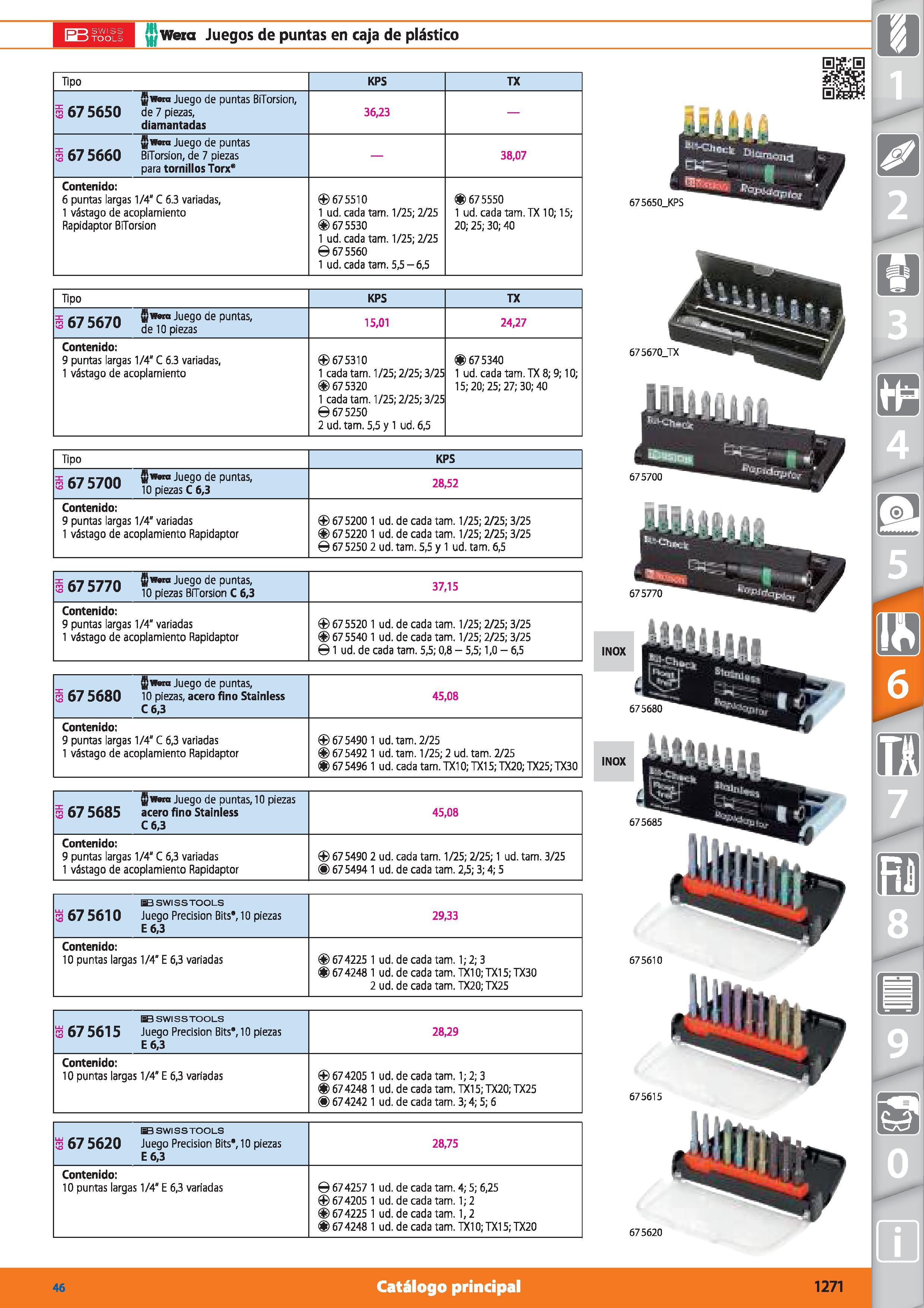 1271 I-JJ SWISS \m)TOOLS UJwera Juegos de puntas en caja de plástico Tipo KPS TX ¡Jwom Juego de puntas BiTorsion, 3 67 5650 de 7 piezas, diamantadas 3 Каталог HOFFMANN GROUP 2015 Инструмент режущий слесарный измерительный абразивный Оборудование Комплексные поставки для промышленных предприятий Стр. 1271 SPA
