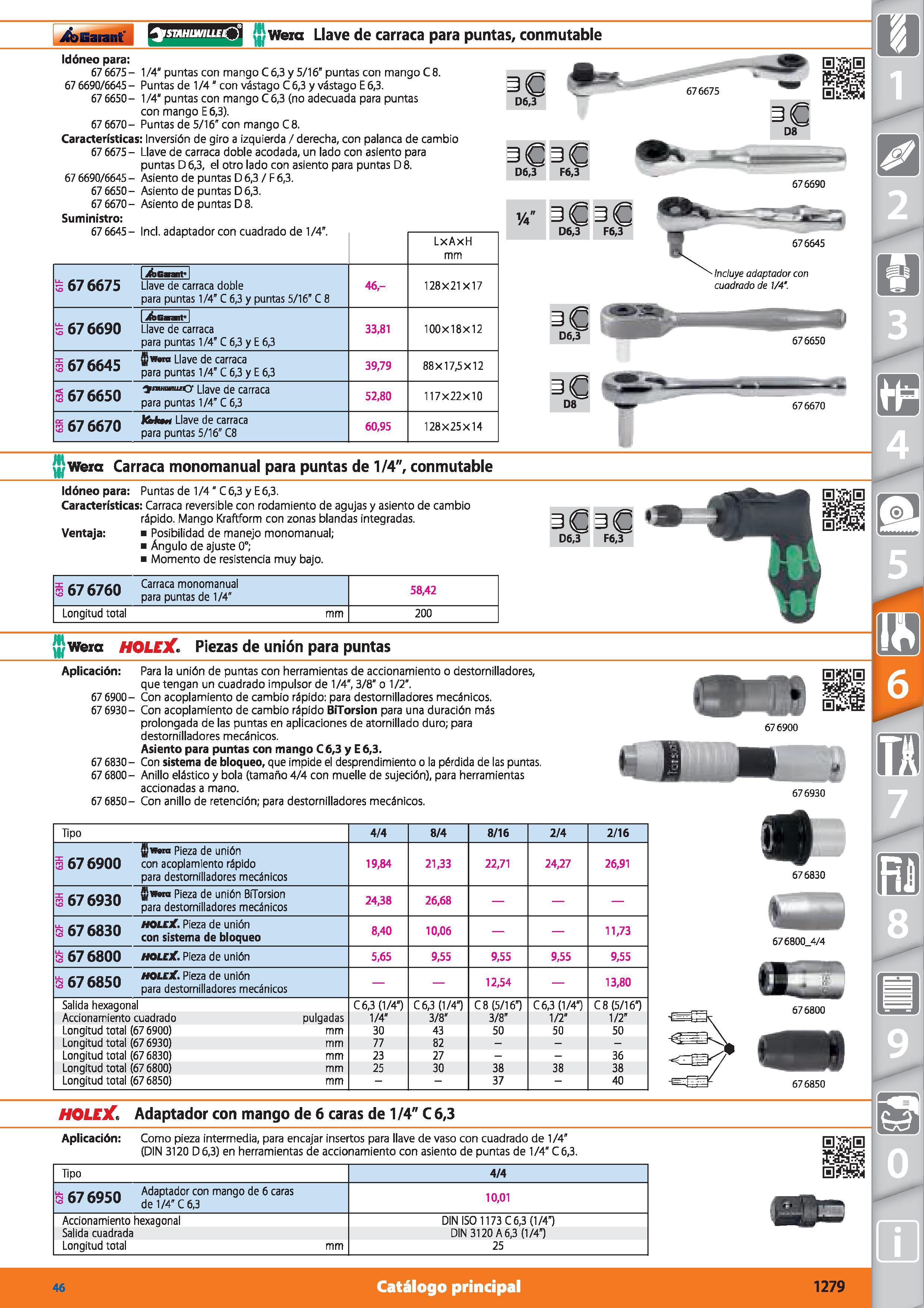 1279 rsmffiiHruEiO Wera Llave de carraca para puntas, conmutable Idóneo para: 67 6675- 1/4 puntas con mango C 6,3 y 5/16” puntas con mangoC8 67 6690/6 Каталог HOFFMANN GROUP 2015 Инструмент режущий слесарный измерительный абразивный Оборудование Комплексные поставки для промышленных предприятий Стр. 1279 SPA
