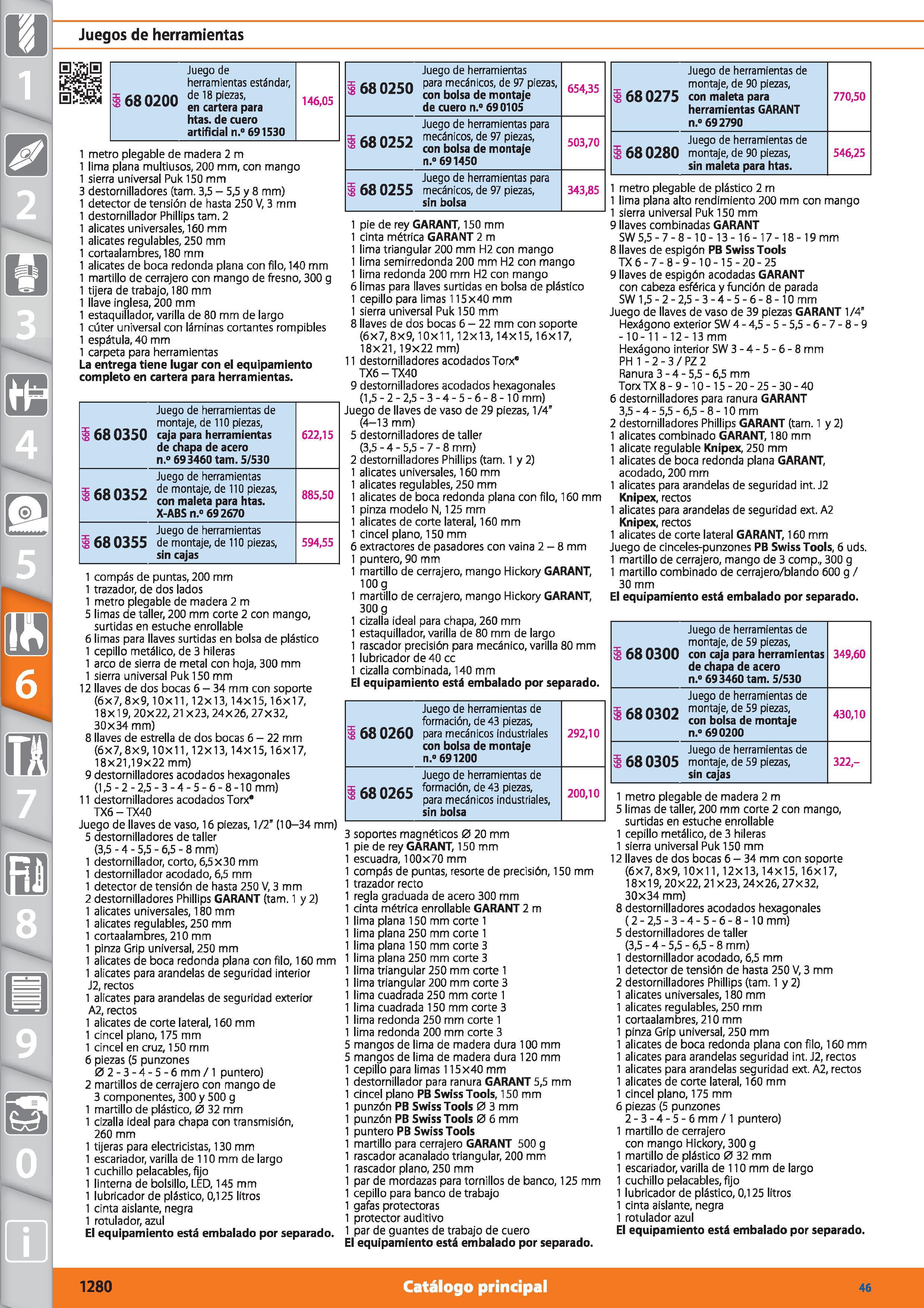 1280 3 Juegos de herramientas ÍEll i 68 0200 Juego de herramientas estándar, de 18 piezas, en cartera para htas de cuero artificial n °691530 146,05 1 Каталог HOFFMANN GROUP 2015 Инструмент режущий слесарный измерительный абразивный Оборудование Комплексные поставки для промышленных предприятий Стр. 1280 SPA