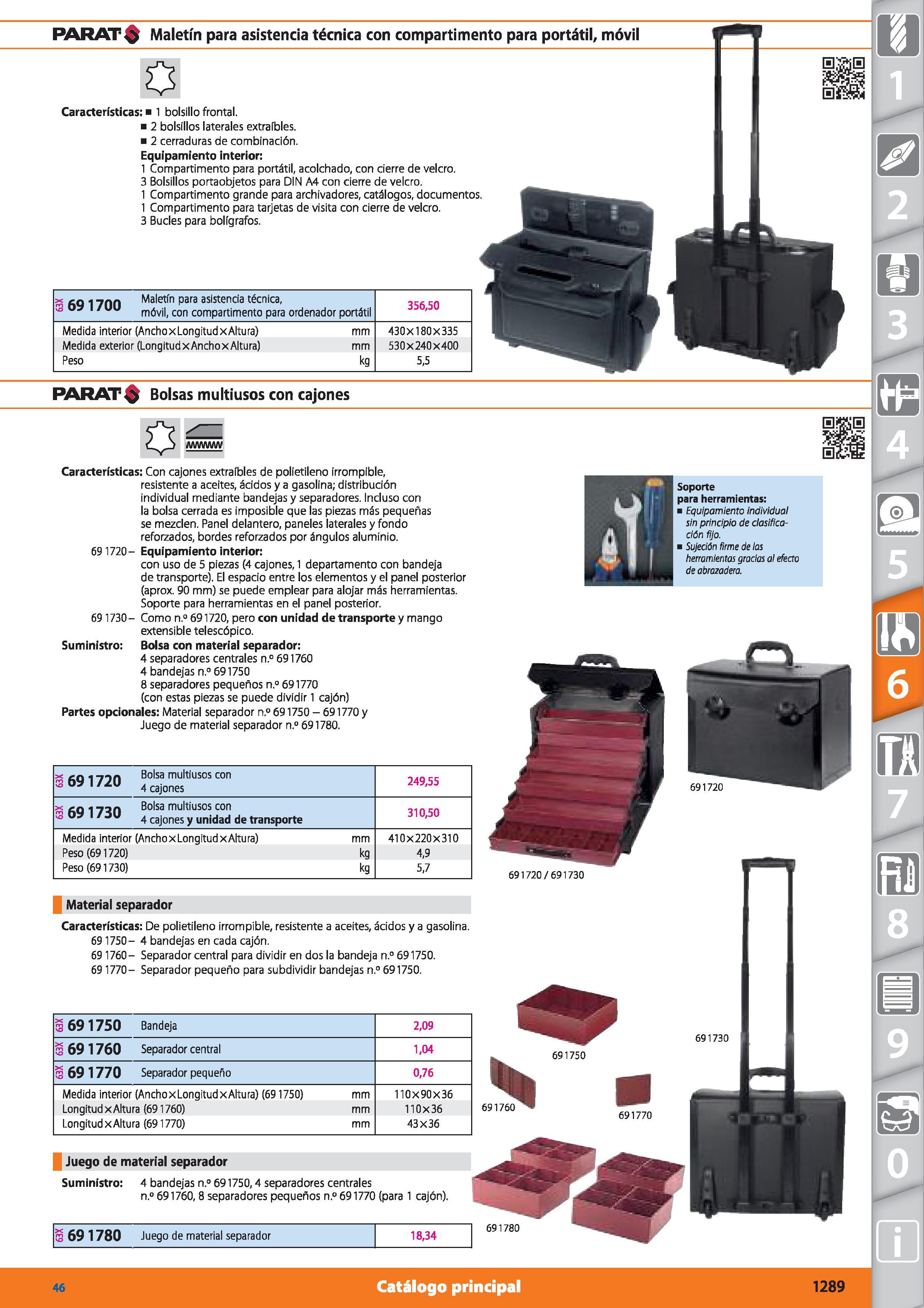 1289 PARAT Maletín para asistencia técnica con compartimento para portátil, móvil O Características: 1 bolsillo frontal 2 bolsillos laterales extraíbl Каталог HOFFMANN GROUP 2015 Инструмент режущий слесарный измерительный абразивный Оборудование Комплексные поставки для промышленных предприятий Стр. 1289 SPA