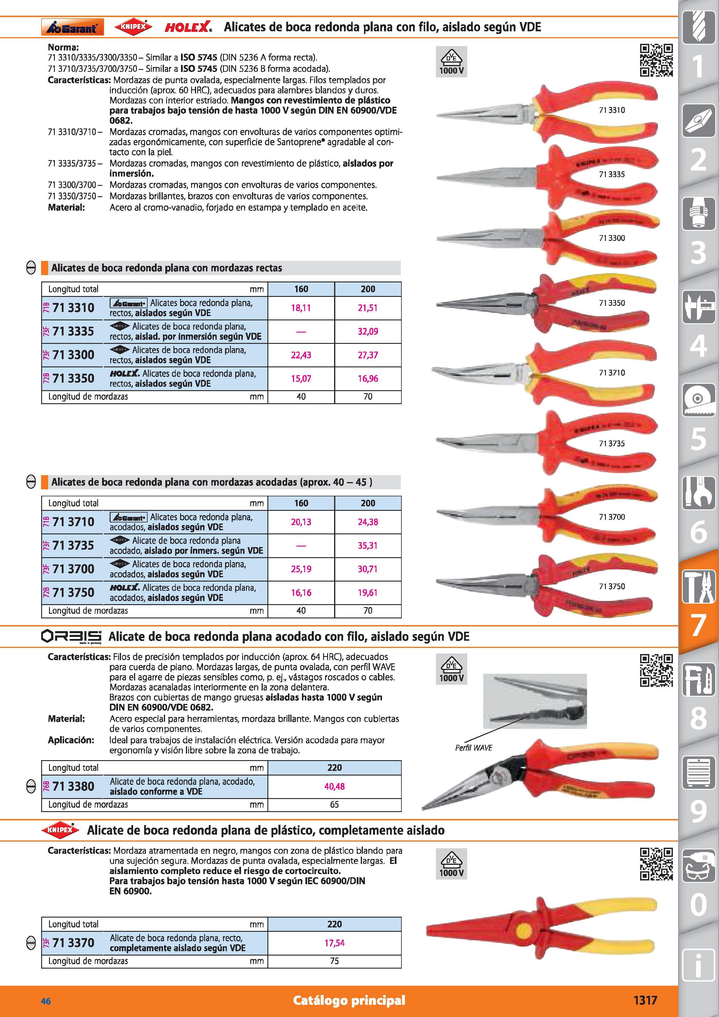 1317 Garant HOLEX Alicates de boca redonda plana con filo, aislado según VDE Norma: 71 3310/3335/3300/3350- Similar a ISO 5745 (DIN 5236 A forma recta Каталог HOFFMANN GROUP 2015 Инструмент режущий слесарный измерительный абразивный Оборудование Комплексные поставки для промышленных предприятий Стр. 1317 SPA