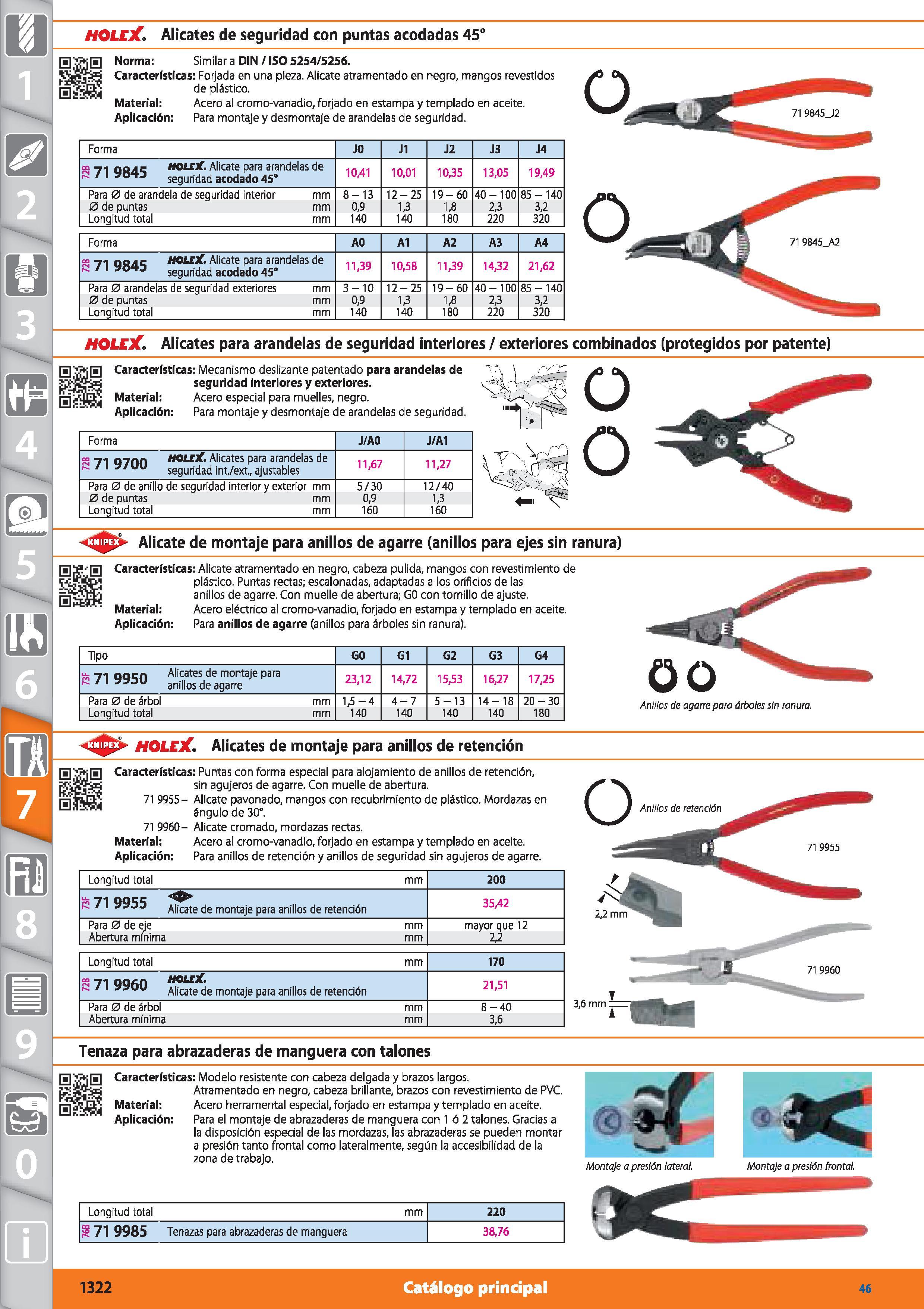 1322 m 1 HOLEX Alicates de seguridad con puntas acodadas 45° 0 Norma: Similar a DIN / ISO 5254/5256 Características: Forjada en una pieza Alicate atra Каталог HOFFMANN GROUP 2015 Инструмент режущий слесарный измерительный абразивный Оборудование Комплексные поставки для промышленных предприятий Стр. 1322 SPA
