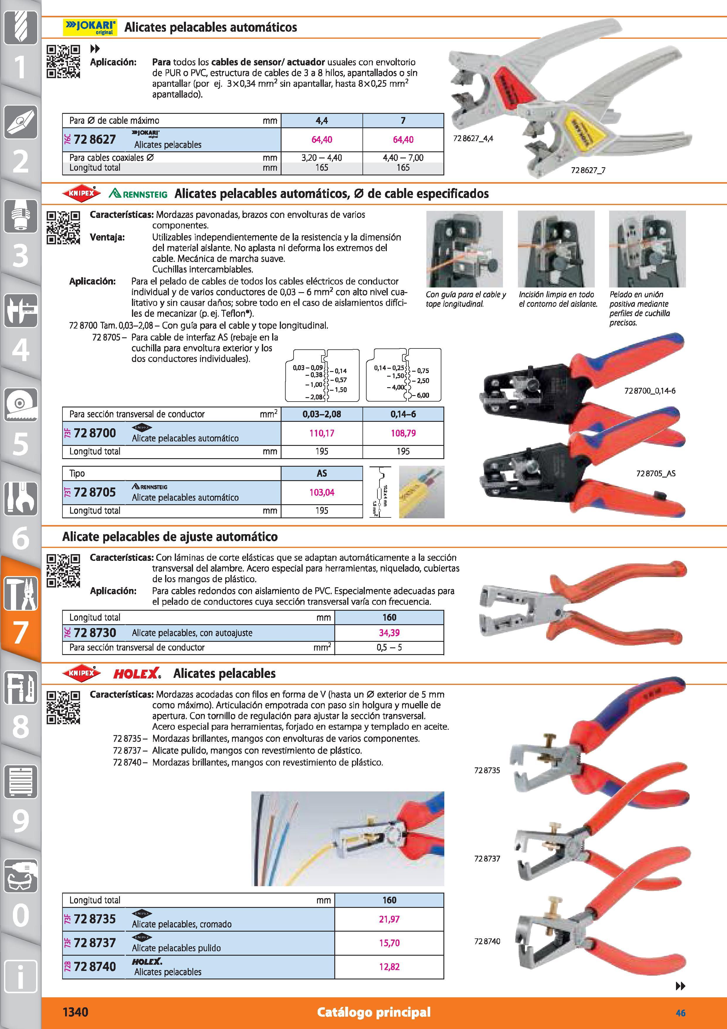 1340 > j°KARr Alicates pelacables automáticos E Aplicación: Para todos los cables de sensor/ actuador usuales con envoltorio de PUR o PVC, estructura Каталог HOFFMANN GROUP 2015 Инструмент режущий слесарный измерительный абразивный Оборудование Комплексные поставки для промышленных предприятий Стр. 1340 SPA