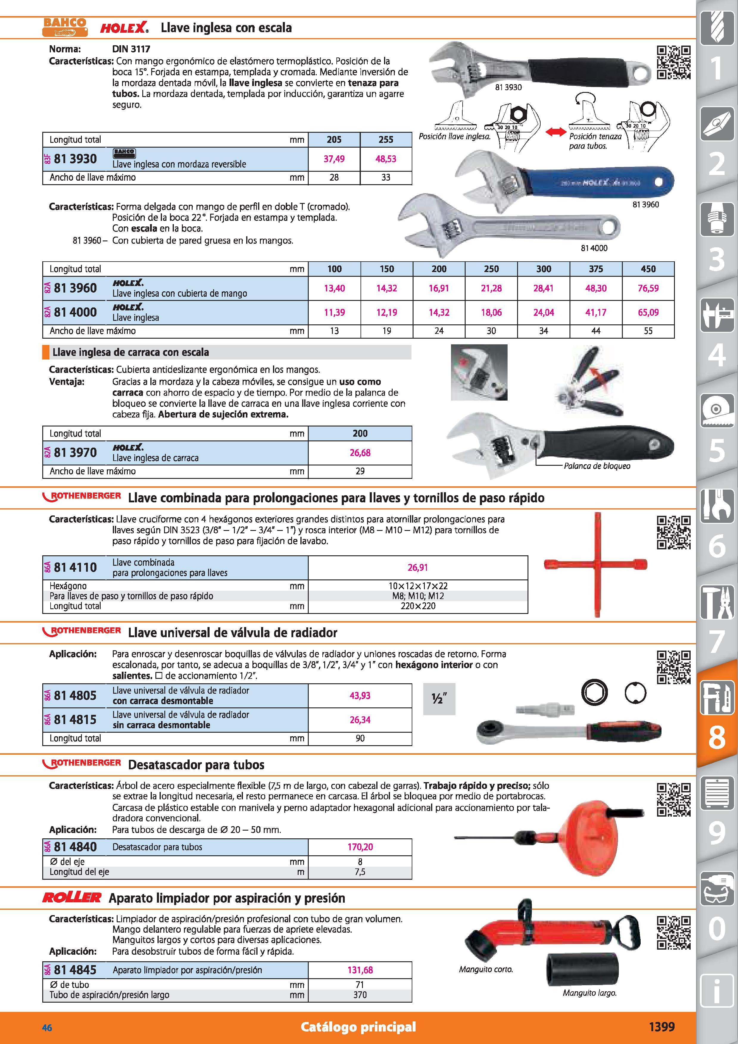 1399 BAHCO HOLEJC Llave inglesa con escala Longitud total mm 100 150 200 250 300 375 450 3 81 3960 HOLEX Llave inglesa con cubierta de mango 13,40 14, Каталог HOFFMANN GROUP 2015 Инструмент режущий слесарный измерительный абразивный Оборудование Комплексные поставки для промышленных предприятий Стр. 1399 SPA