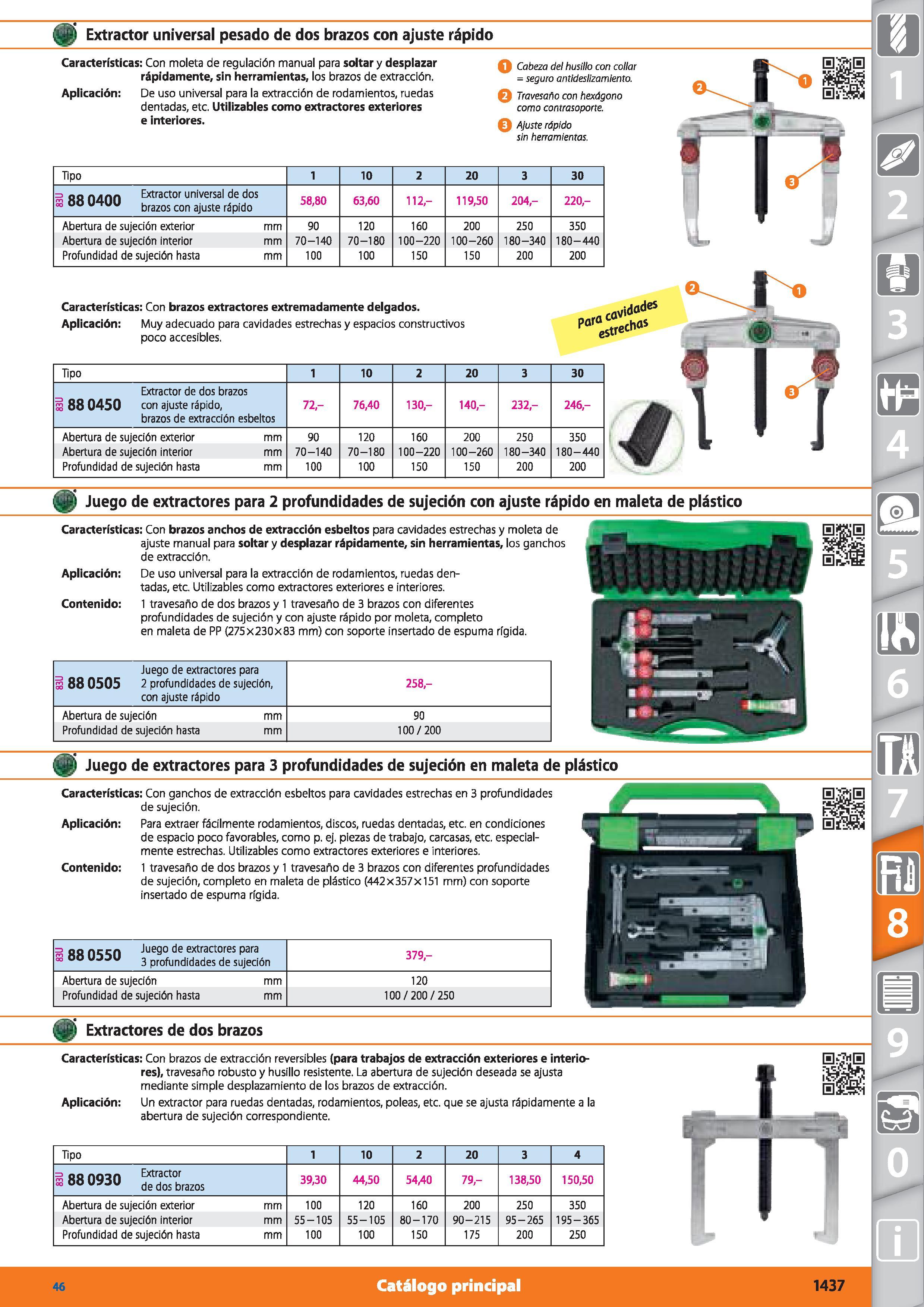 1437 Extractor universal pesado de dos brazos con ajuste rápido Características: Con moleta de regulación manual para soltar y desplazar Q cabeza del Каталог HOFFMANN GROUP 2015 Инструмент режущий слесарный измерительный абразивный Оборудование Комплексные поставки для промышленных предприятий Стр. 1437 SPA