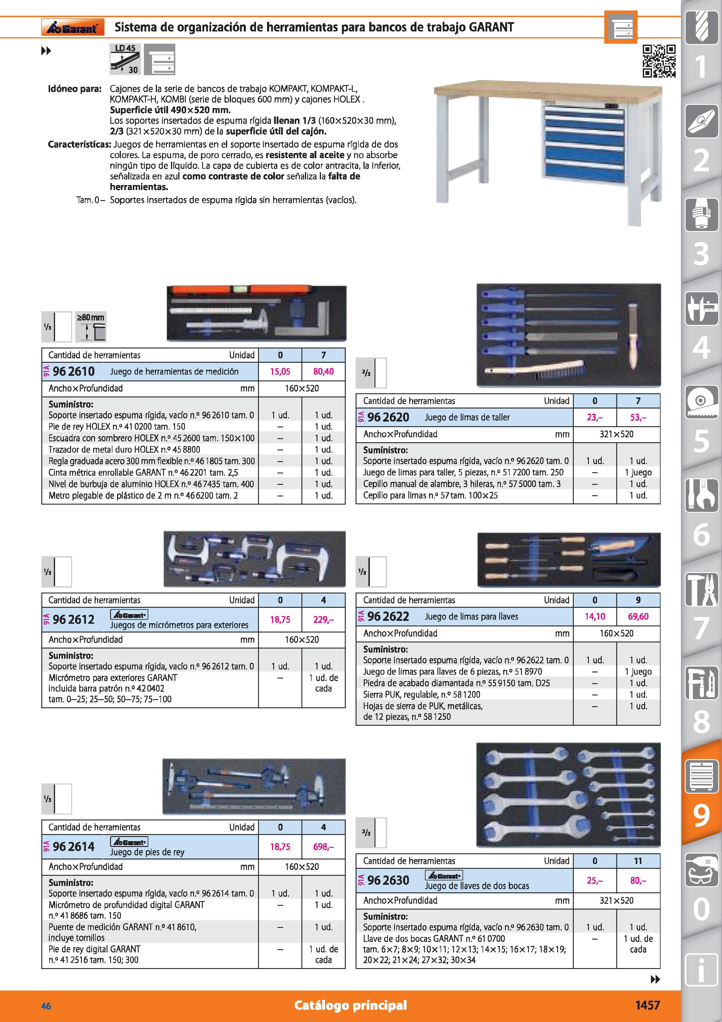 1457 Garant Sistema de organización de herramientas para bancos de LD45 Idóneo para: Cajones de la serie de bancos de trabajo KOMPAKT, KOMPAKT-L, KOMP Каталог HOFFMANN GROUP 2015 Инструмент режущий слесарный измерительный абразивный Оборудование Комплексные поставки для промышленных предприятий Стр. 1457 SPA