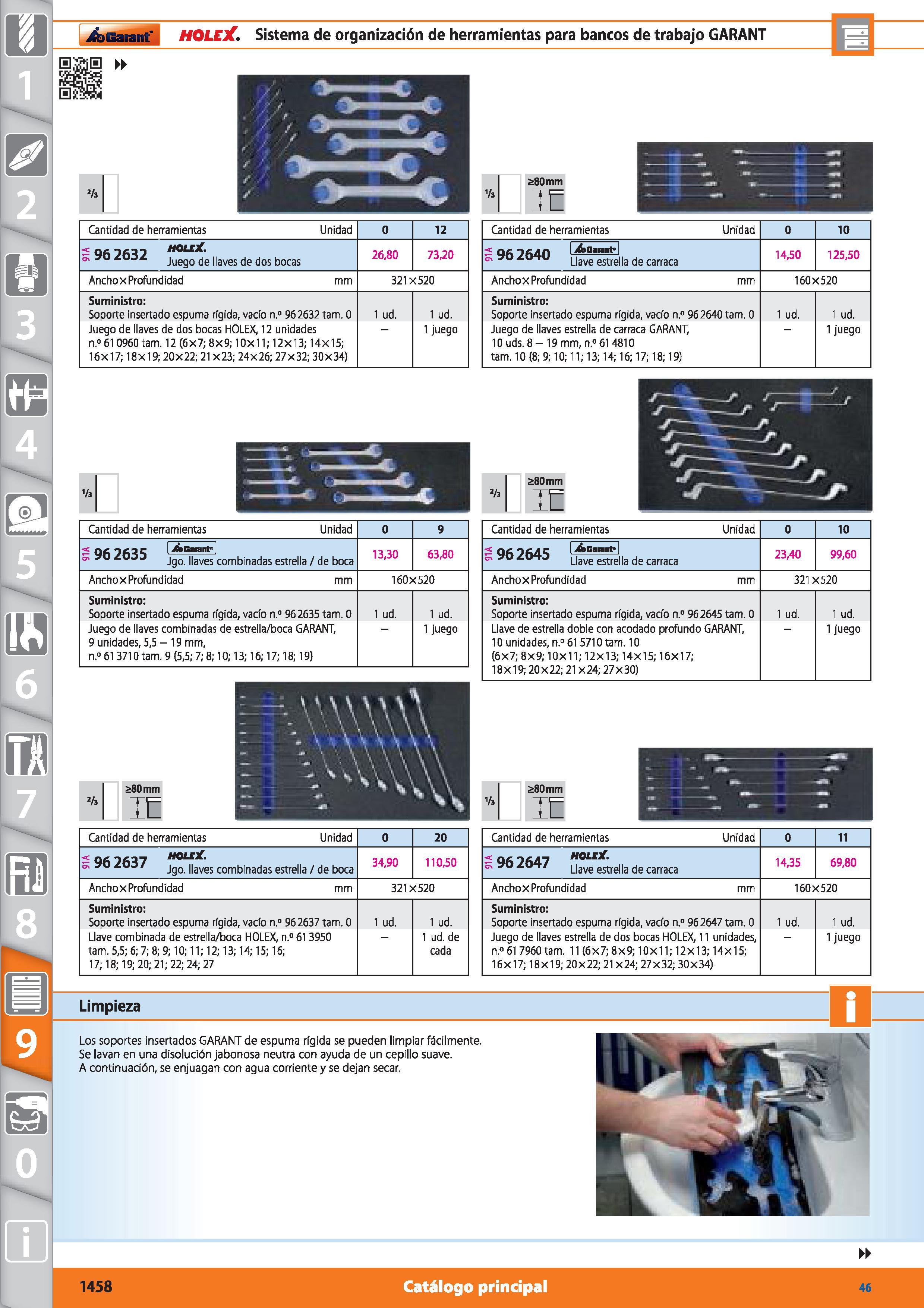 1458 Garant HOLEX Sistema de organización de herramientas para bancos de trabajo GARANT 2h % ¿80 mm IC Vi ¿80 mm Cantidad de herramientas Unidad 0 12 Каталог HOFFMANN GROUP 2015 Инструмент режущий слесарный измерительный абразивный Оборудование Комплексные поставки для промышленных предприятий Стр. 1458 SPA