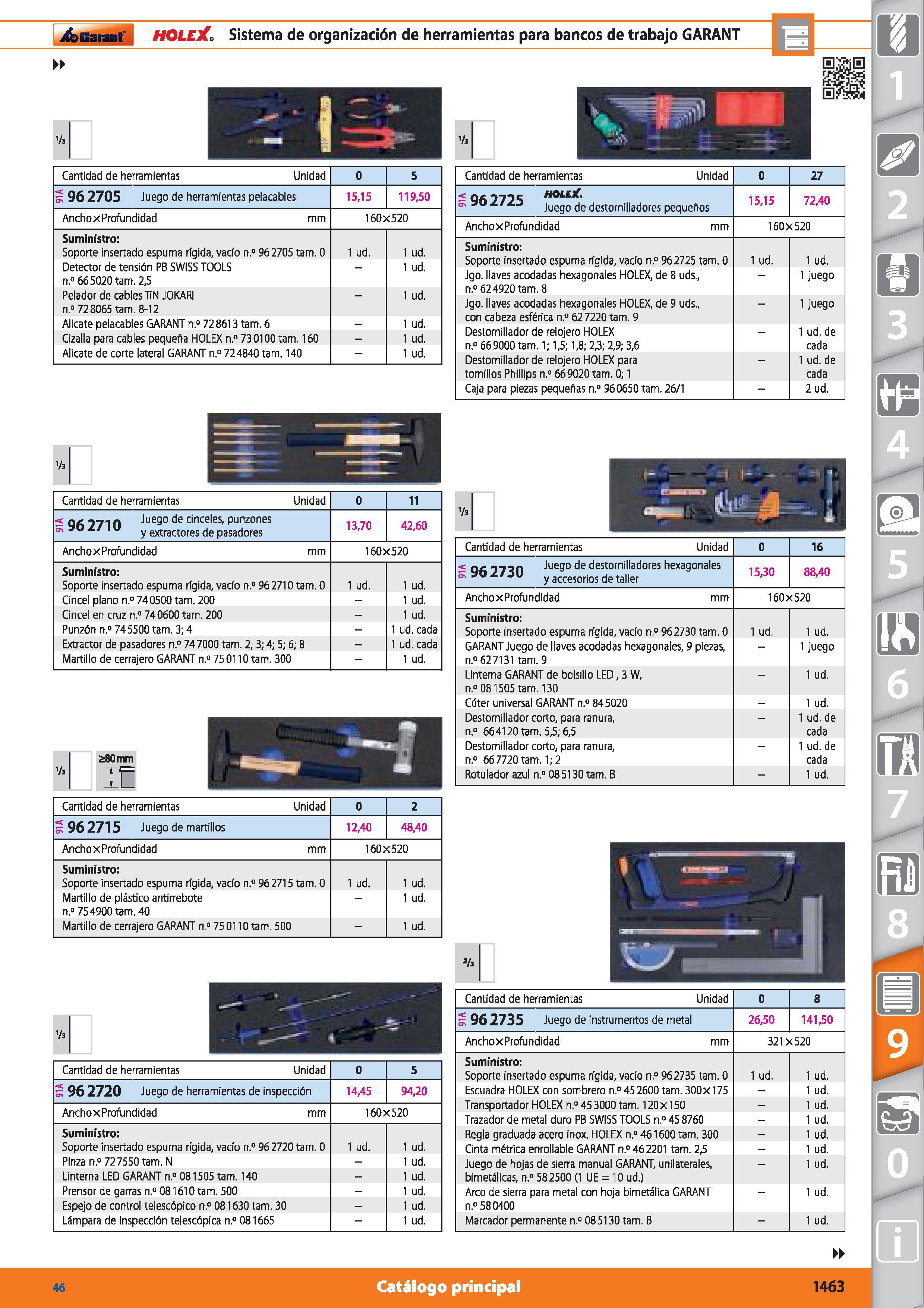1463 Garant ¡ HOLEX Sistema de organización de herramientas para bancos de trabajo GARANT Va Cantidad de herramientas Unidad 0 5 96 2705 Juego de herr Каталог HOFFMANN GROUP 2015 Инструмент режущий слесарный измерительный абразивный Оборудование Комплексные поставки для промышленных предприятий Стр. 1463 SPA