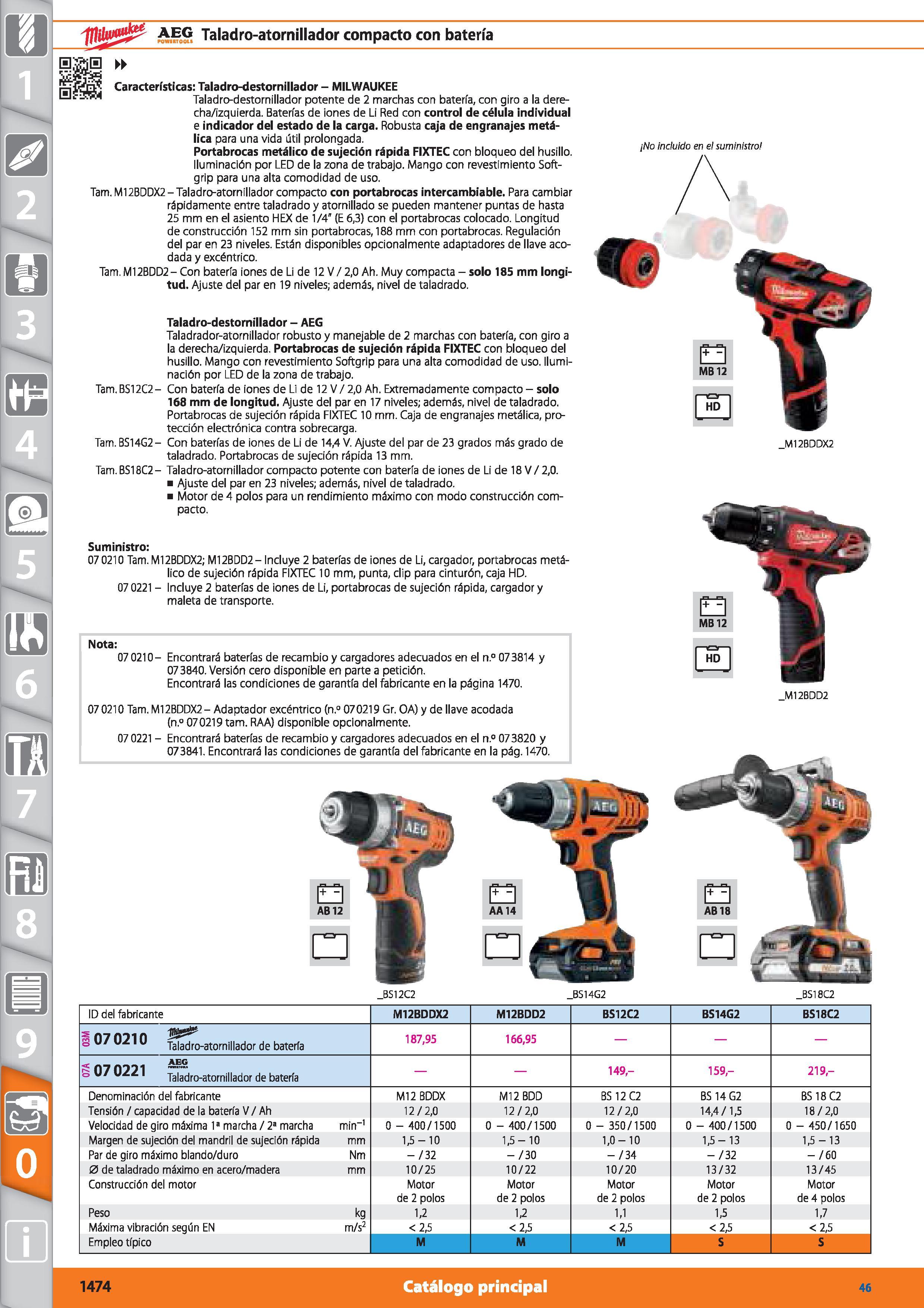 1474 Nota: 07 0210- Encontrará baterías de recambio y cargadores adecuados en el n ° 073814 y 073840 Versión cero disponible en parte a petición Encon Каталог HOFFMANN GROUP 2015 Инструмент режущий слесарный измерительный абразивный Оборудование Комплексные поставки для промышленных предприятий Стр. 1474 SPA