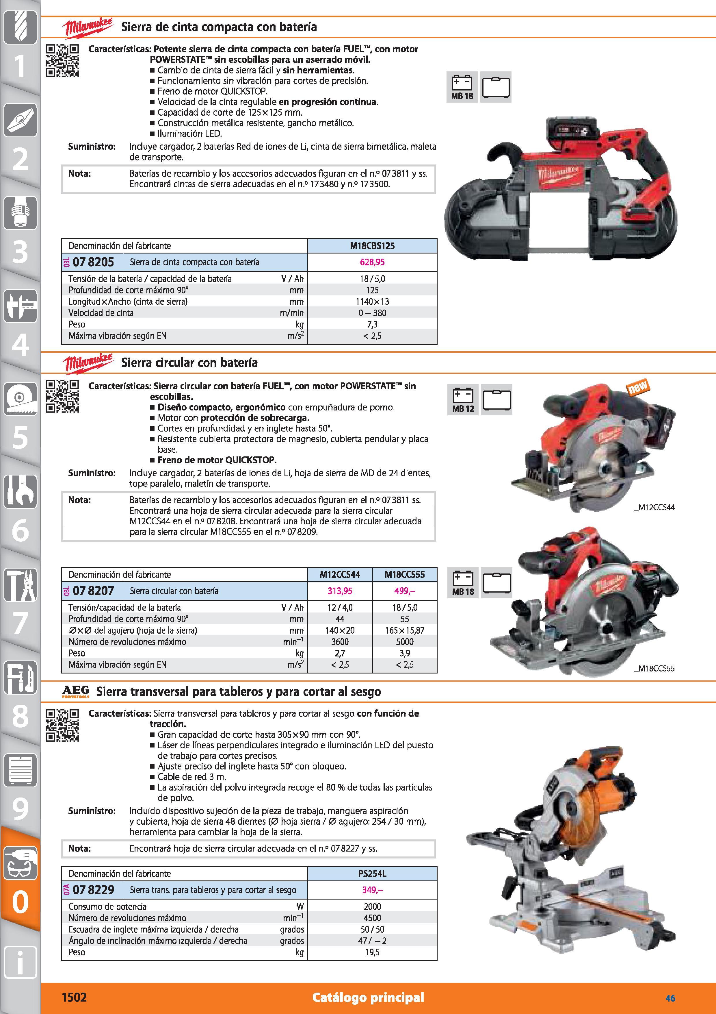 1502 Sierra de cinta compacta con batería Características: Potente sierra de cinta compacta con batería FU EL , con motor POWERSTATE sin escobillas pa Каталог HOFFMANN GROUP 2015 Инструмент режущий слесарный измерительный абразивный Оборудование Комплексные поставки для промышленных предприятий Стр. 1502 SPA