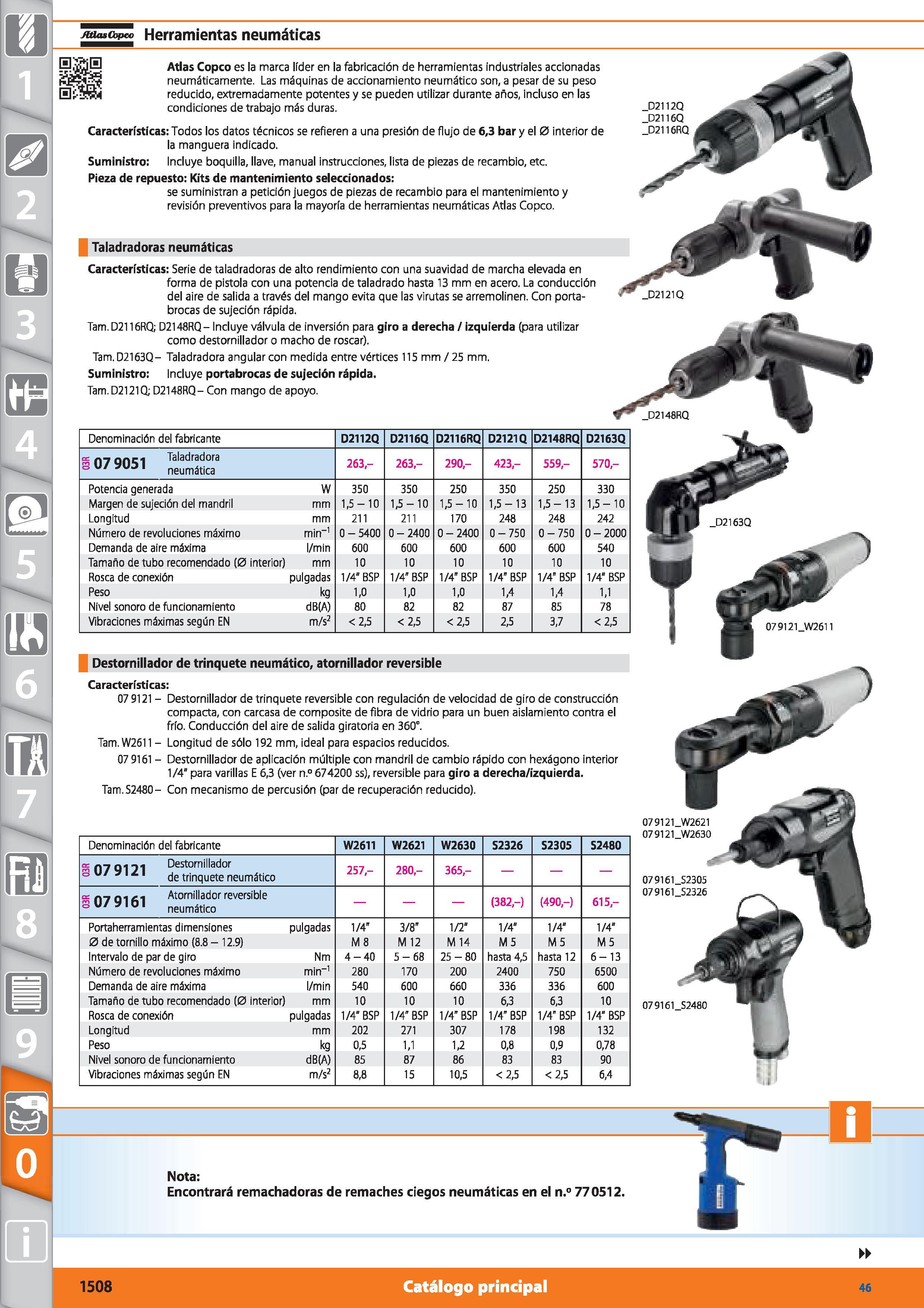 1508 JOlasCopco Herramientas neumáticas Atlas Copeo es la marca líder en la fabricación de herramientas industriales accionadas neumáticamente Las máq Каталог HOFFMANN GROUP 2015 Инструмент режущий слесарный измерительный абразивный Оборудование Комплексные поставки для промышленных предприятий Стр. 1508 SPA