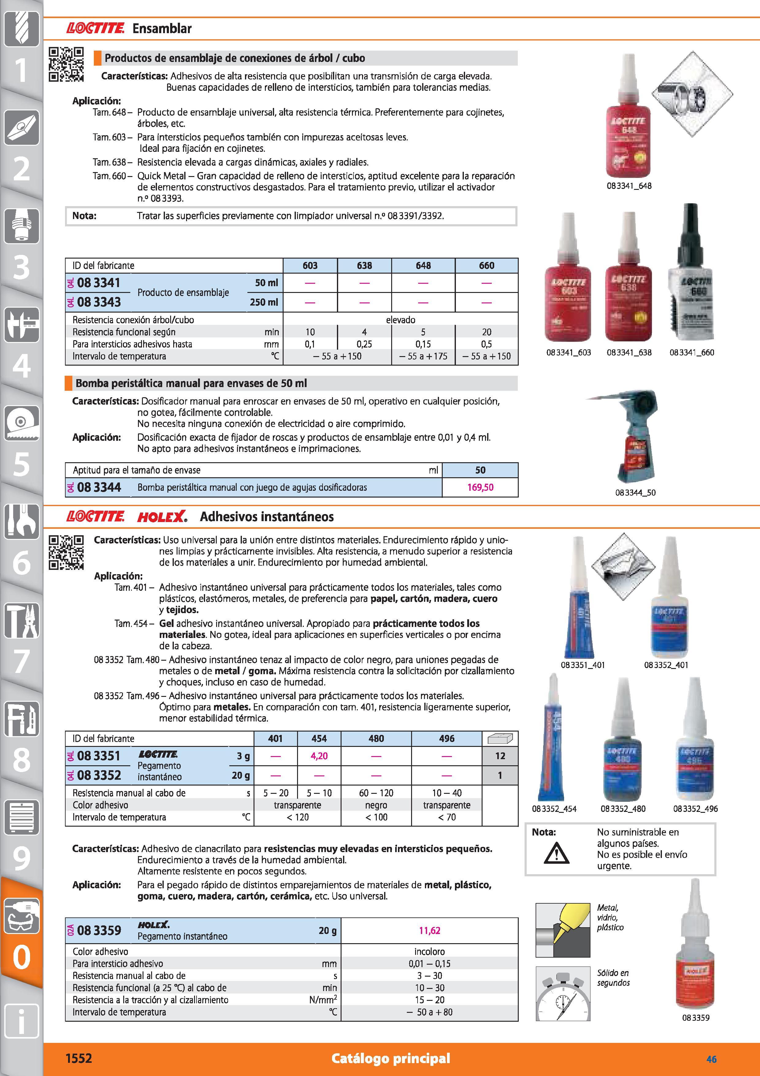 1552 m 1 & < T/TE Ensamblar Productos de ensamblaje de conexiones de árbol / cubo Características: Adhesivos de alta resistencia que posibilitan una t Каталог HOFFMANN GROUP 2015 Инструмент режущий слесарный измерительный абразивный Оборудование Комплексные поставки для промышленных предприятий Стр. 1552 SPA