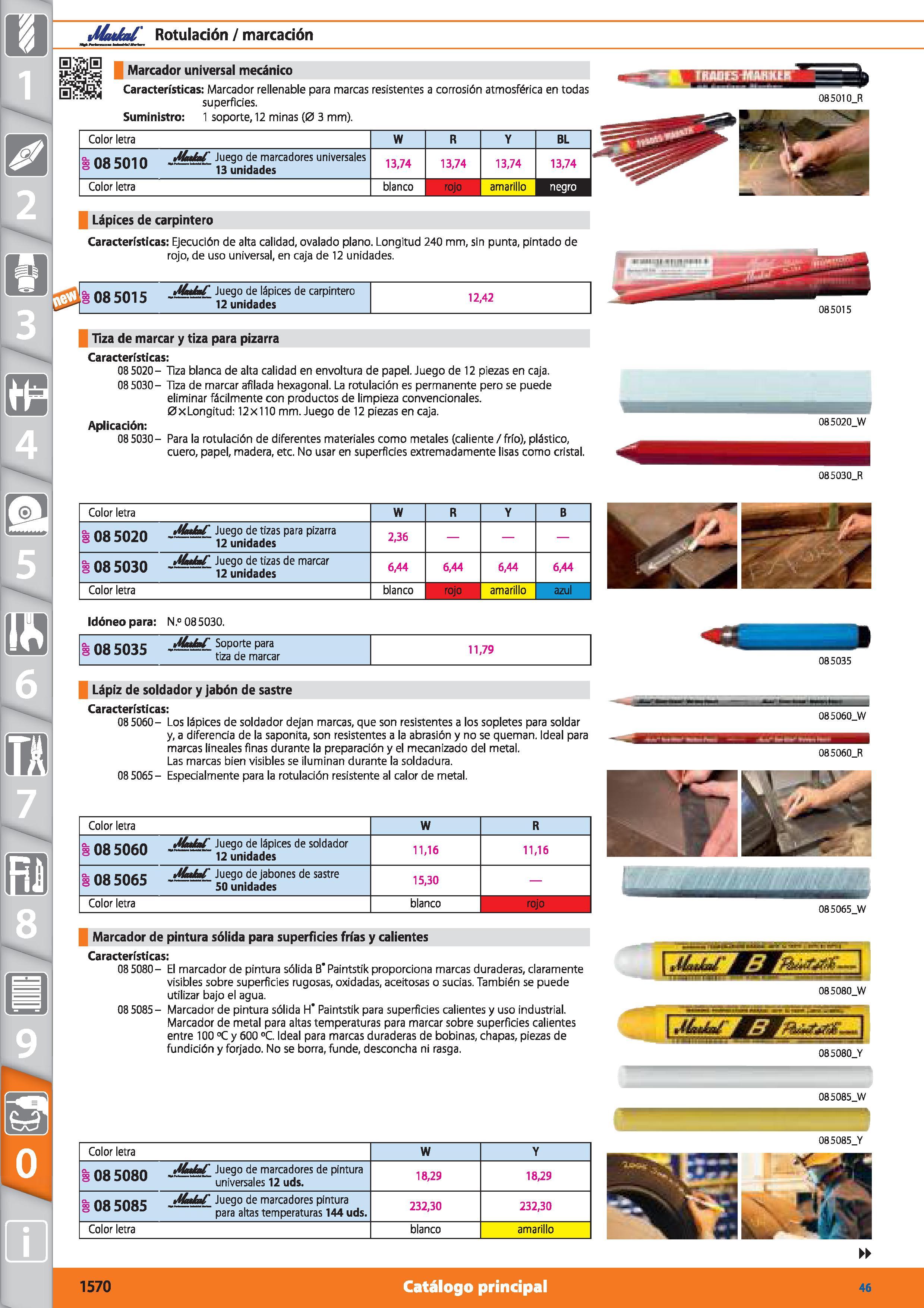 1570 fModal' Rotulación / marcación Marcador universal mecánico Características: Marcador rellenable para marcas resistentes a corrosión atmosférica e Каталог HOFFMANN GROUP 2015 Инструмент режущий слесарный измерительный абразивный Оборудование Комплексные поставки для промышленных предприятий Стр. 1570 SPA