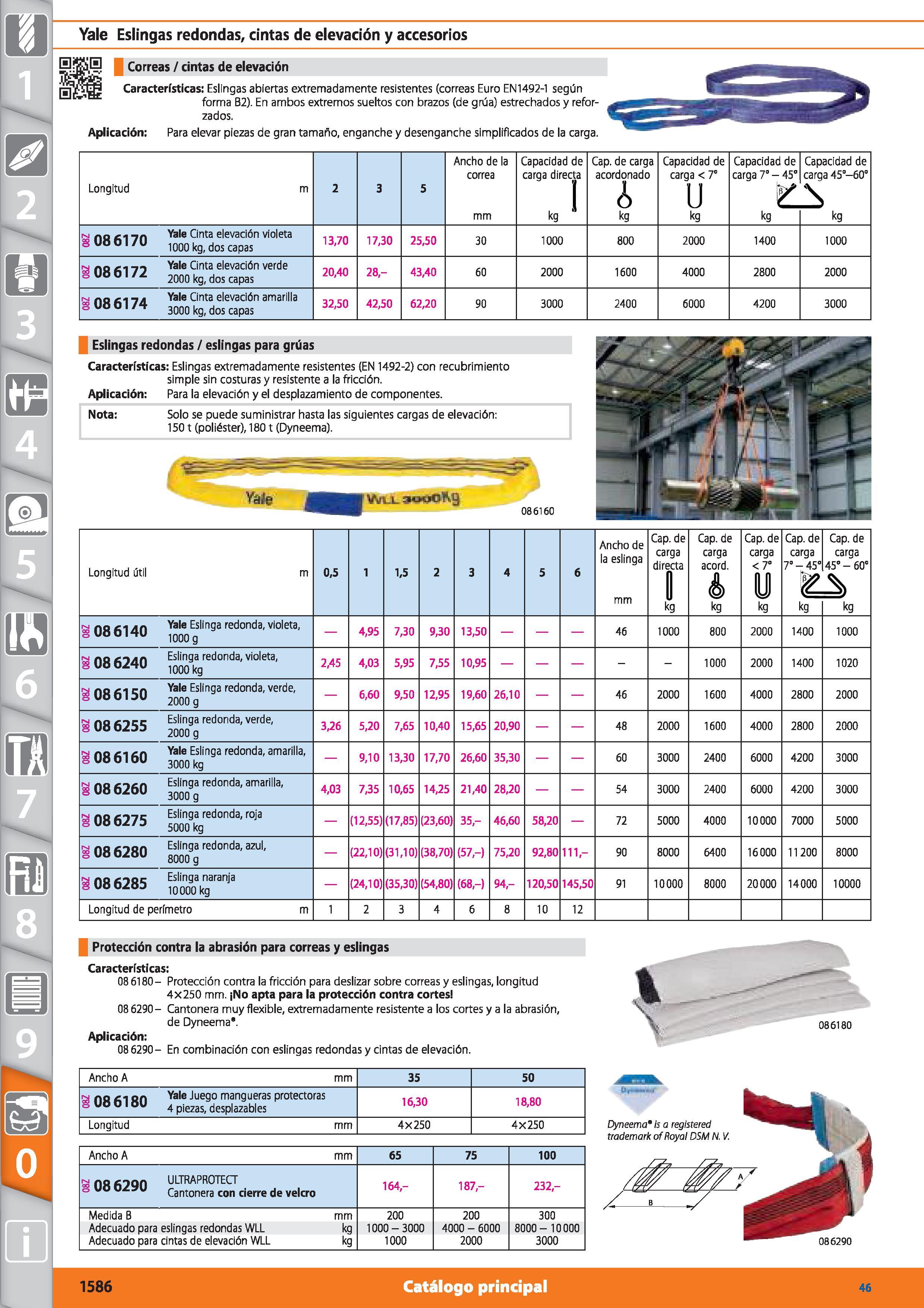 1586 Yale Eslingas redondas, cintas de elevación y accesorios Correas / cintas de elevación Características: Eslingas abiertas extremadamente resisten Каталог HOFFMANN GROUP 2015 Инструмент режущий слесарный измерительный абразивный Оборудование Комплексные поставки для промышленных предприятий Стр. 1586 SPA