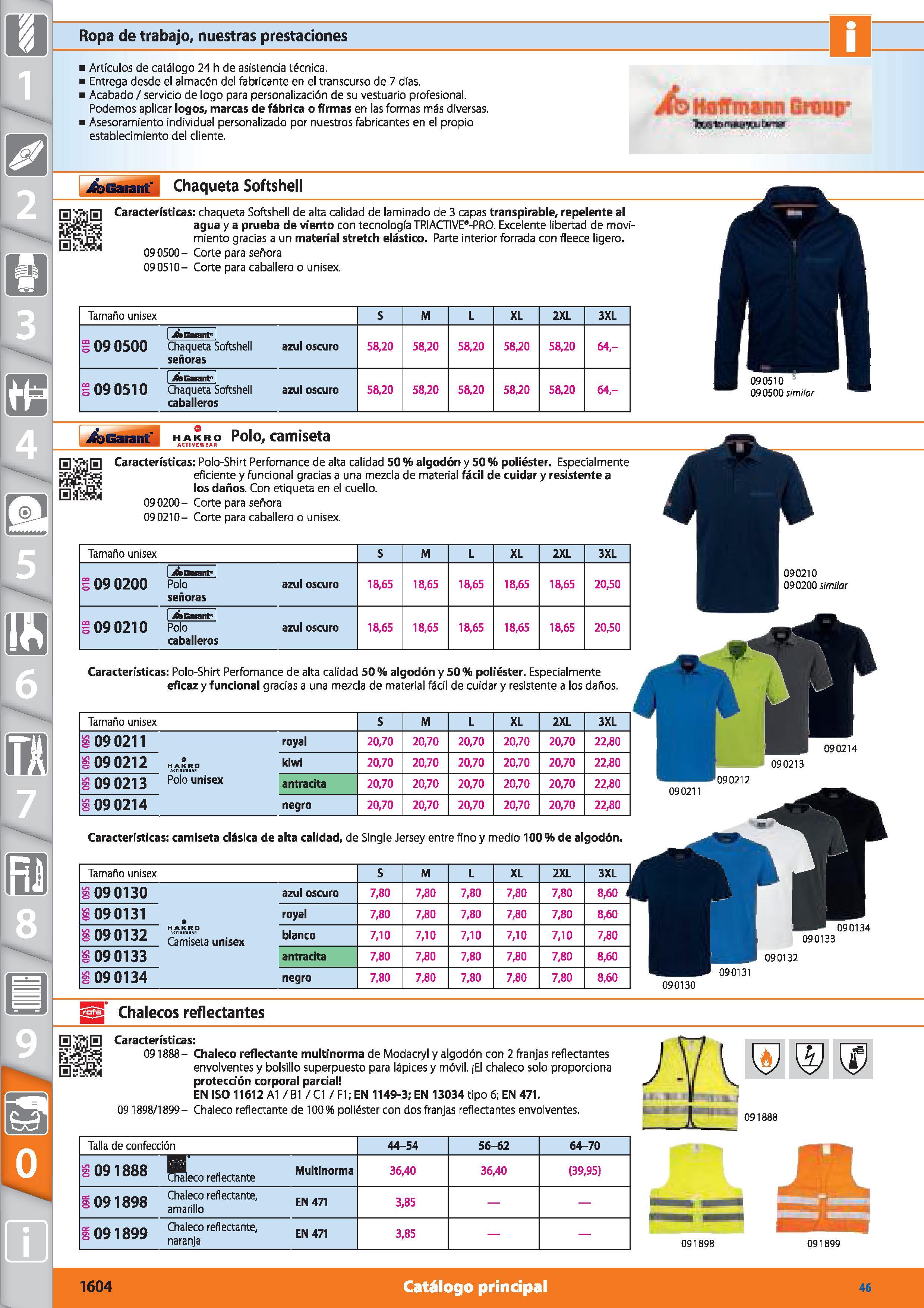 1604 Ropa de trabajo, nuestras prestaciones i Artículos de catálogo 24 h de asistencia técnica, i Entrega desde el almacén del fabricante en el transc Каталог HOFFMANN GROUP 2015 Инструмент режущий слесарный измерительный абразивный Оборудование Комплексные поставки для промышленных предприятий Стр. 1604 SPA