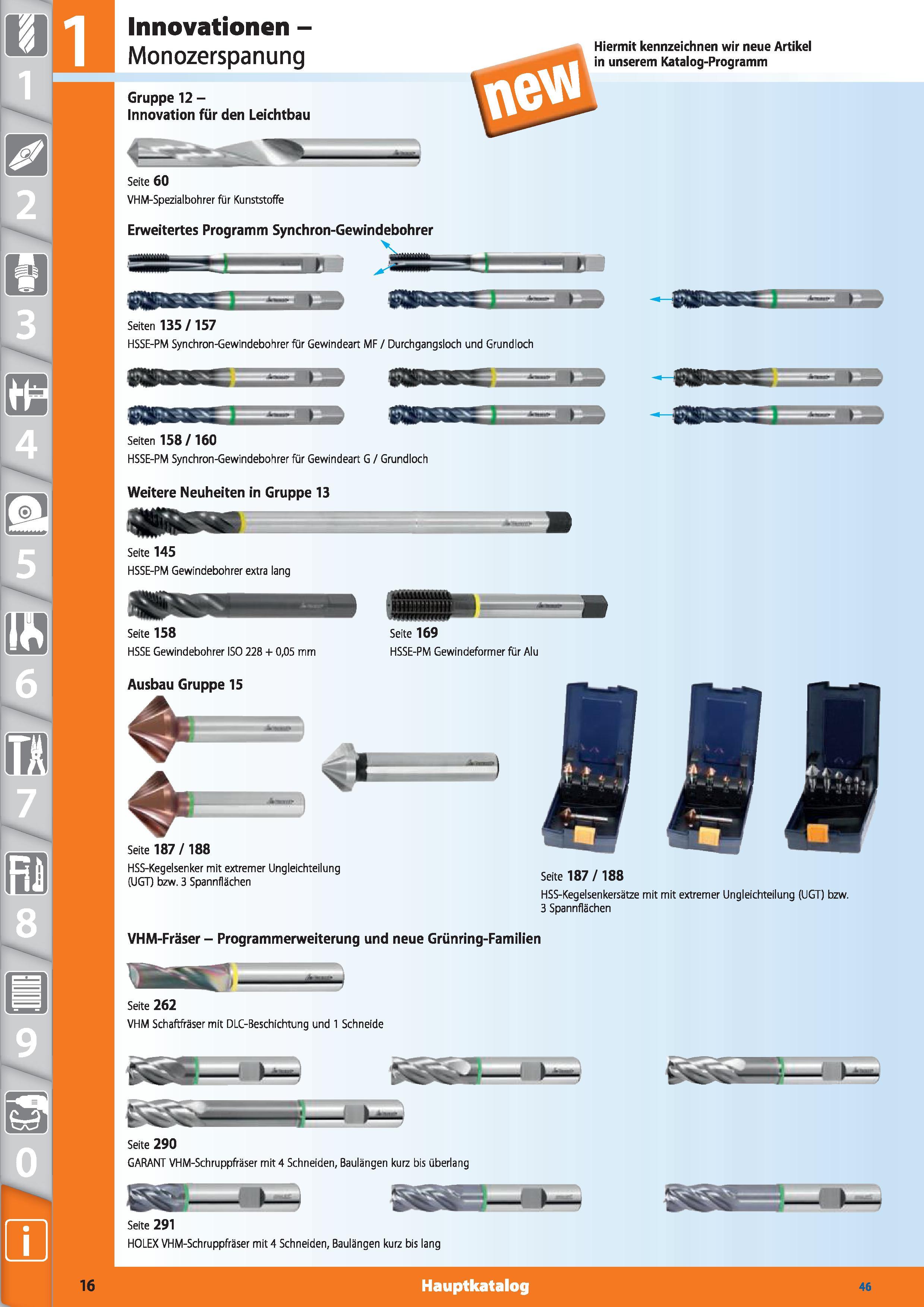 16 Innovationen - Monozerspanung Gruppe 12 -Innovation für den Leichtbau Seite 60 VHM-Spezialbohrer für Kunststoffe Erweitertes Programm Synchr Каталог HOFFMANN GROUP 2015 Инструмент режущий слесарный измерительный абразивный Оборудование Комплексные поставки для промышленных предприятий DEU Стр. 16