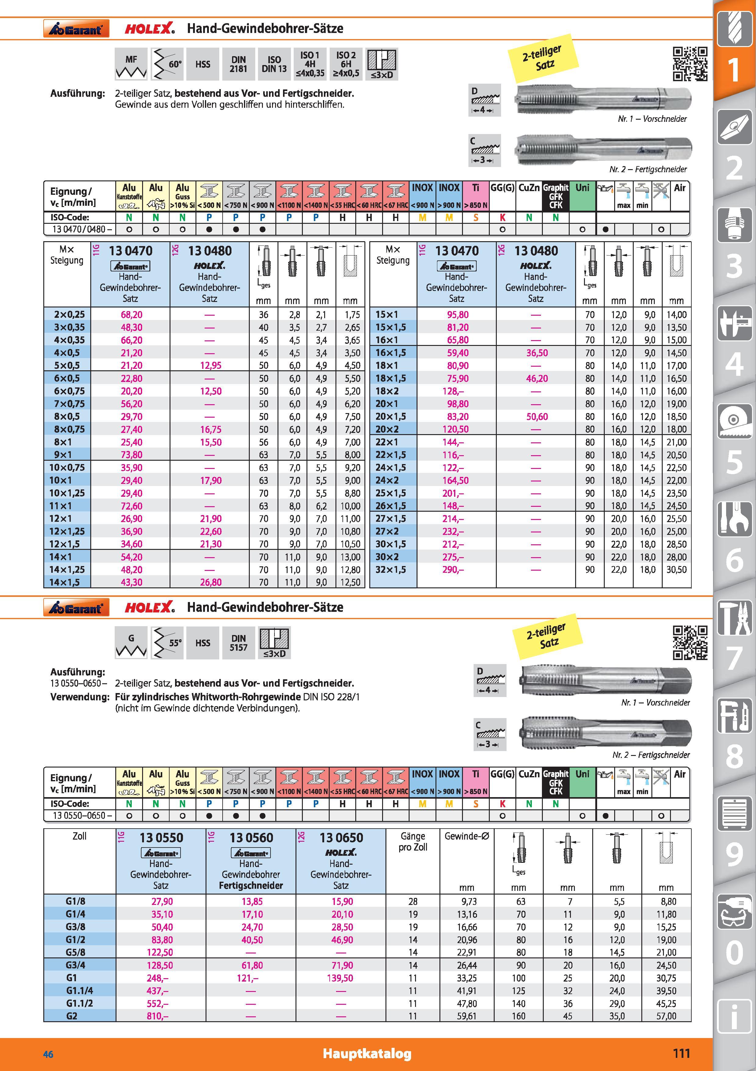 111 Garant HOLElC, Hand-Gewindebohrer-Sätze MF 60‘ HSS DIN 2181 ISO DIN 13 ISOI 4H 4x0,35 ISO 2 6H 4x0,5 J <3xD 2-teil>9er SÖÖ Ausführung 2-teil Каталог HOFFMANN GROUP 2015 Инструмент режущий слесарный измерительный абразивный Оборудование Комплексные поставки для промышленных предприятий DEU Стр. 111