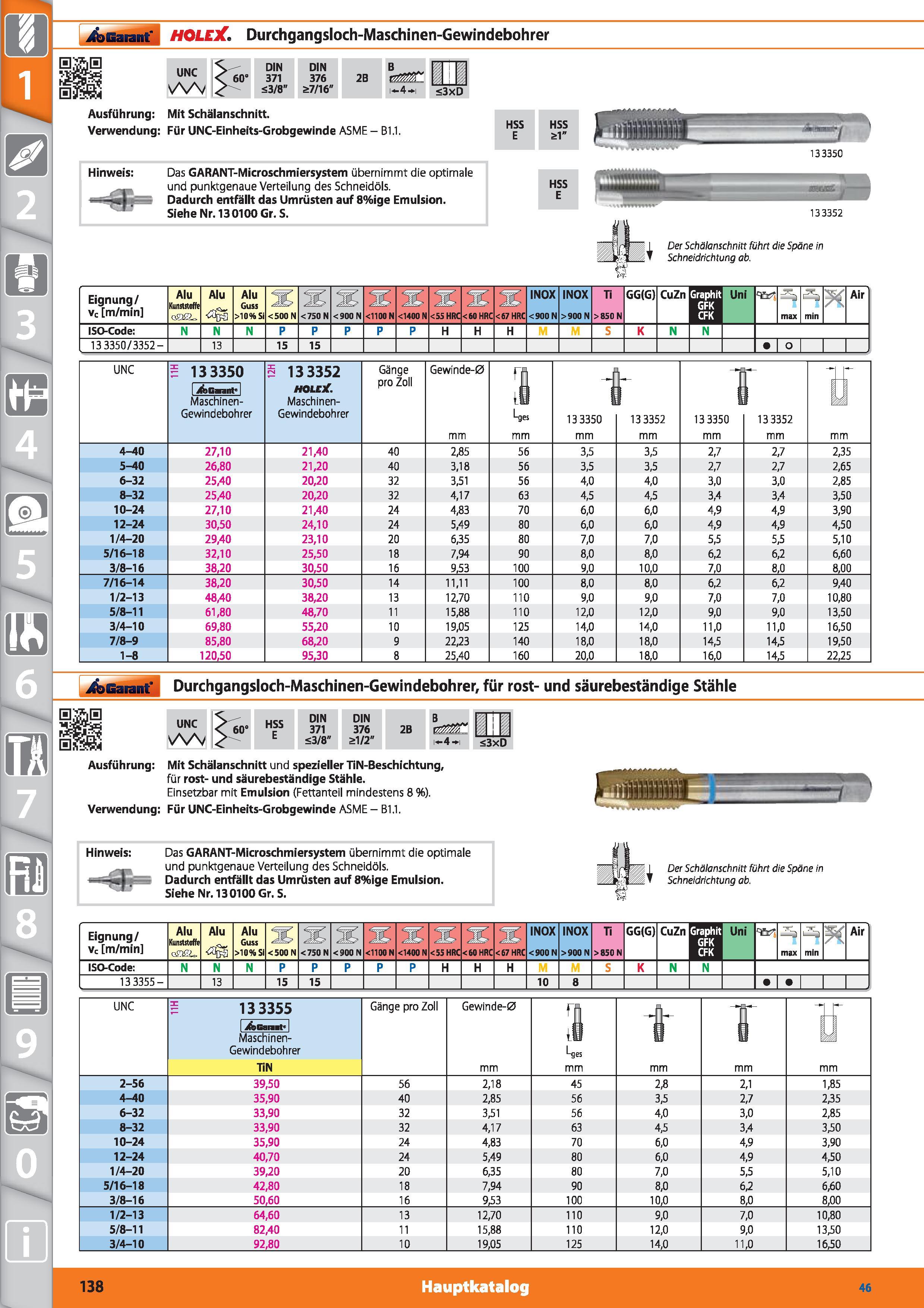 138 Garant H0LE2C Durchgangsloch-Maschinen-Gewindebohrer UNC 60' DIN 371 <3/8 DIN 376 &7/16 2B B T22t 1-4-4 -H <3xD Ausführung Mit Schälanschnit Каталог HOFFMANN GROUP 2015 Инструмент режущий слесарный измерительный абразивный Оборудование Комплексные поставки для промышленных предприятий DEU Стр. 138