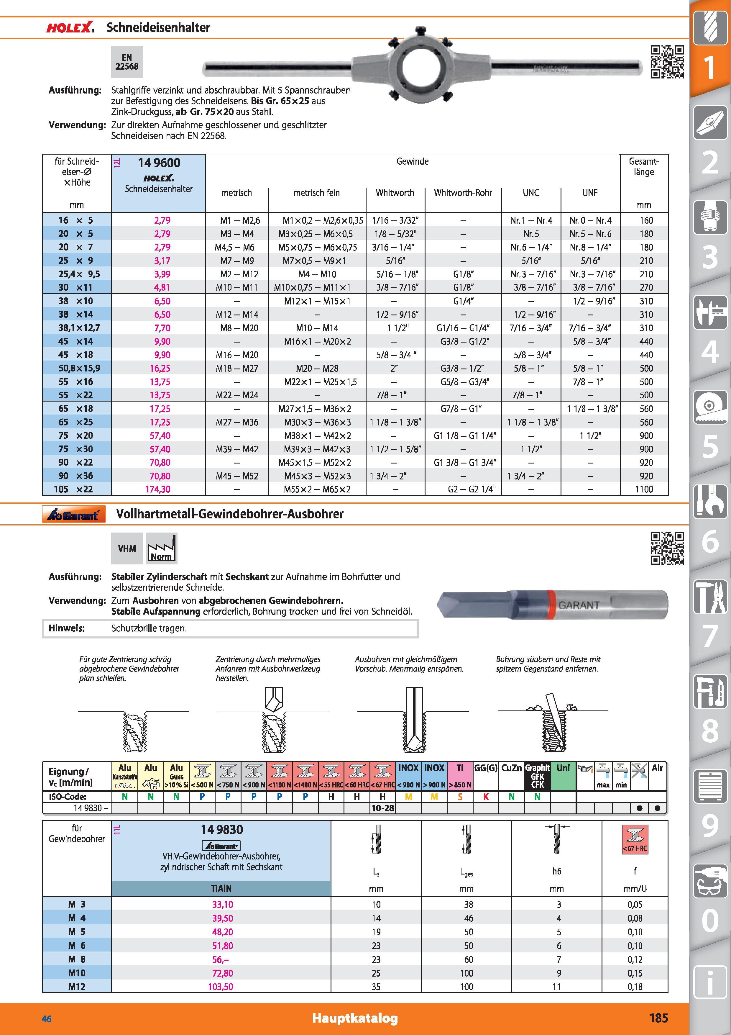 185 EN 22568 HOLEX Schneideisenhalter Ausführung Stahlgriffe verzinkt und abschraubbar Mit 5 Spannschrauben zur Befestigung des Schneideisens Bi Каталог HOFFMANN GROUP 2015 Инструмент режущий слесарный измерительный абразивный Оборудование Комплексные поставки для промышленных предприятий DEU Стр. 185